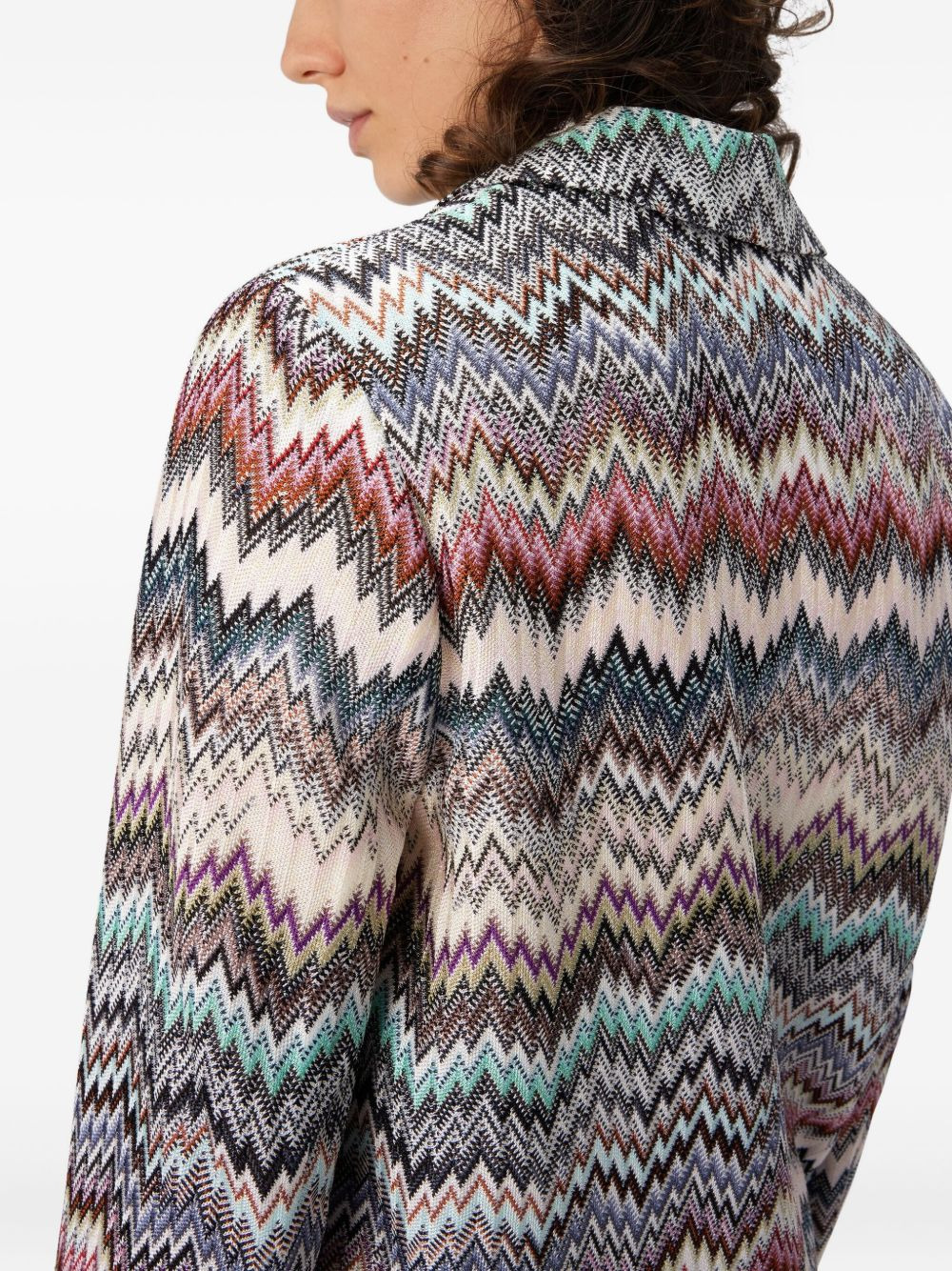 chevron-pattern blazer - 4