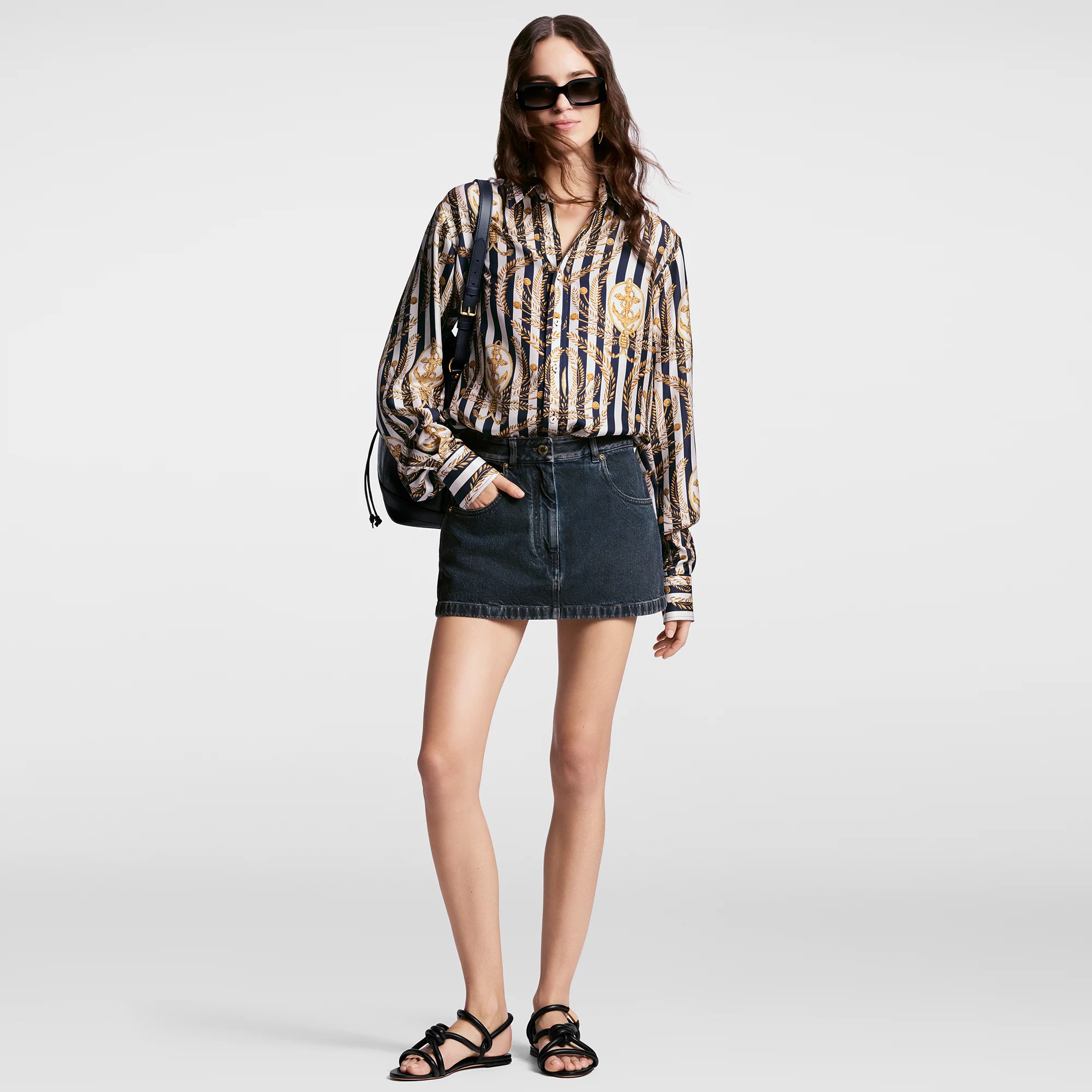 Nautical LV Patch Denim Mini Skirt - 4