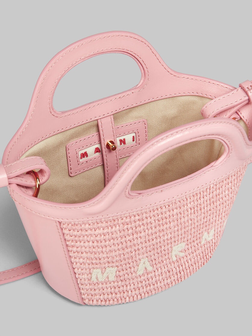 TROPICALIA MICRO BAG IN PINK LEATHER AND RAFFIA-EFFECT FABRIC - 4