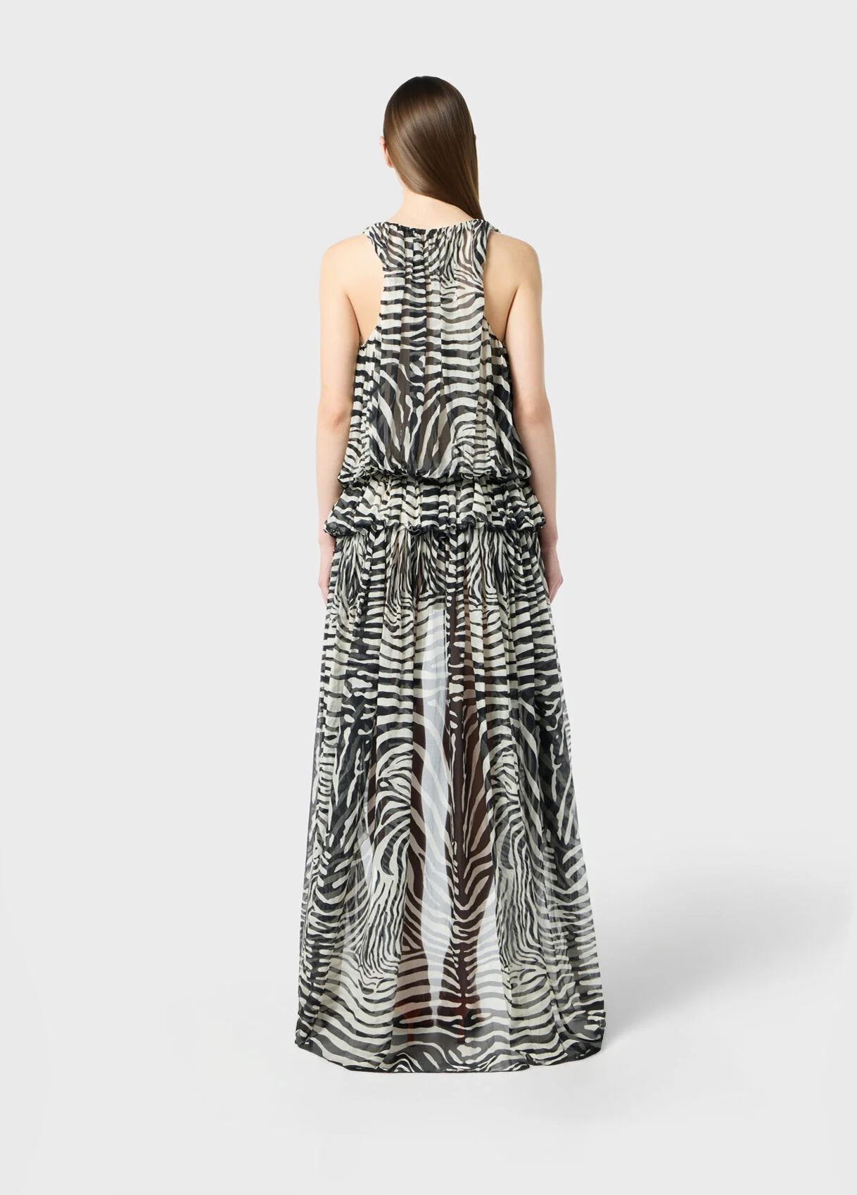 Blumarine ASYMMETRICAL ZEBRA-PRINT CHIFFON DRESS