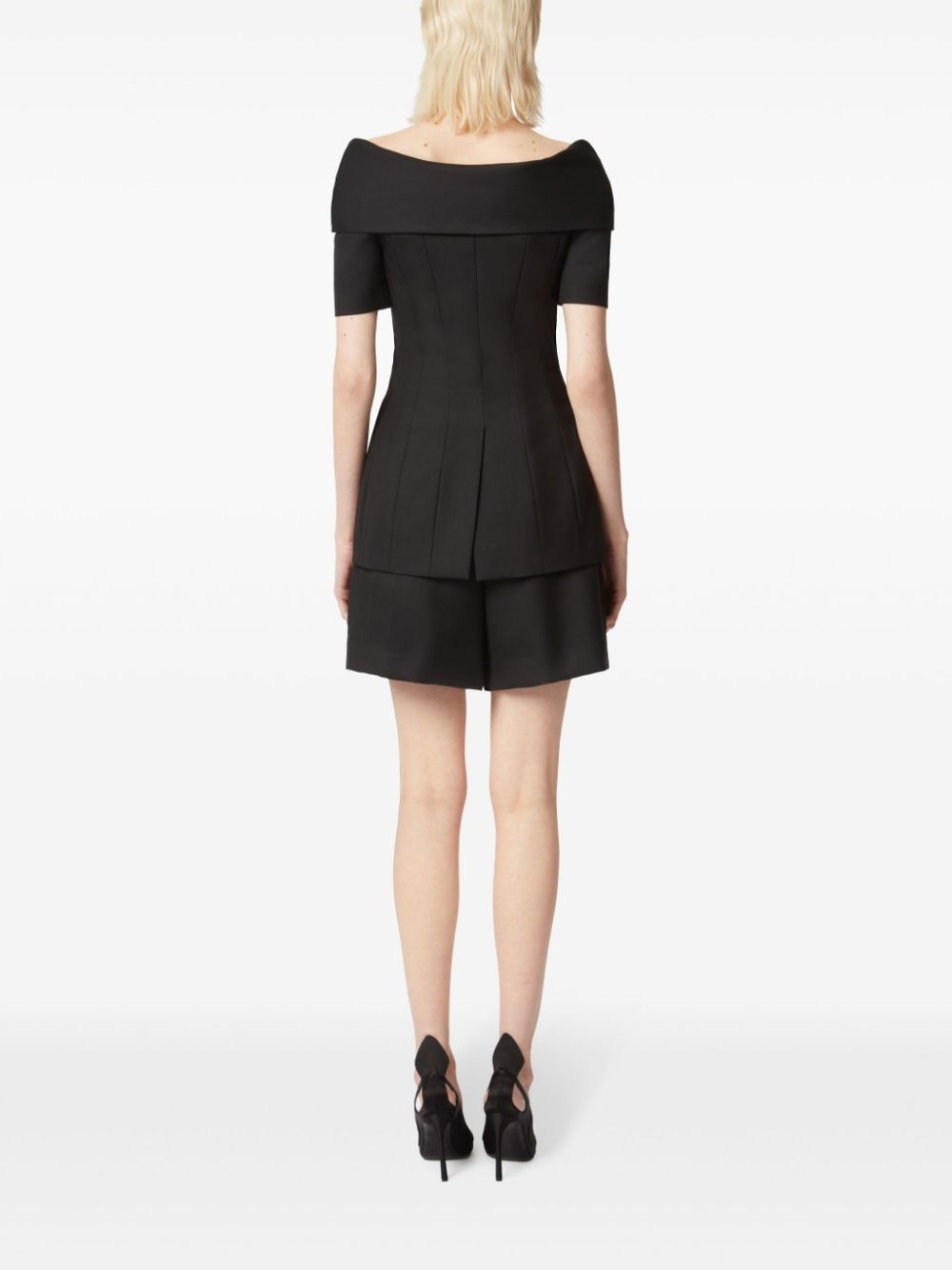 pleat-detail wide-leg wool shorts - 4