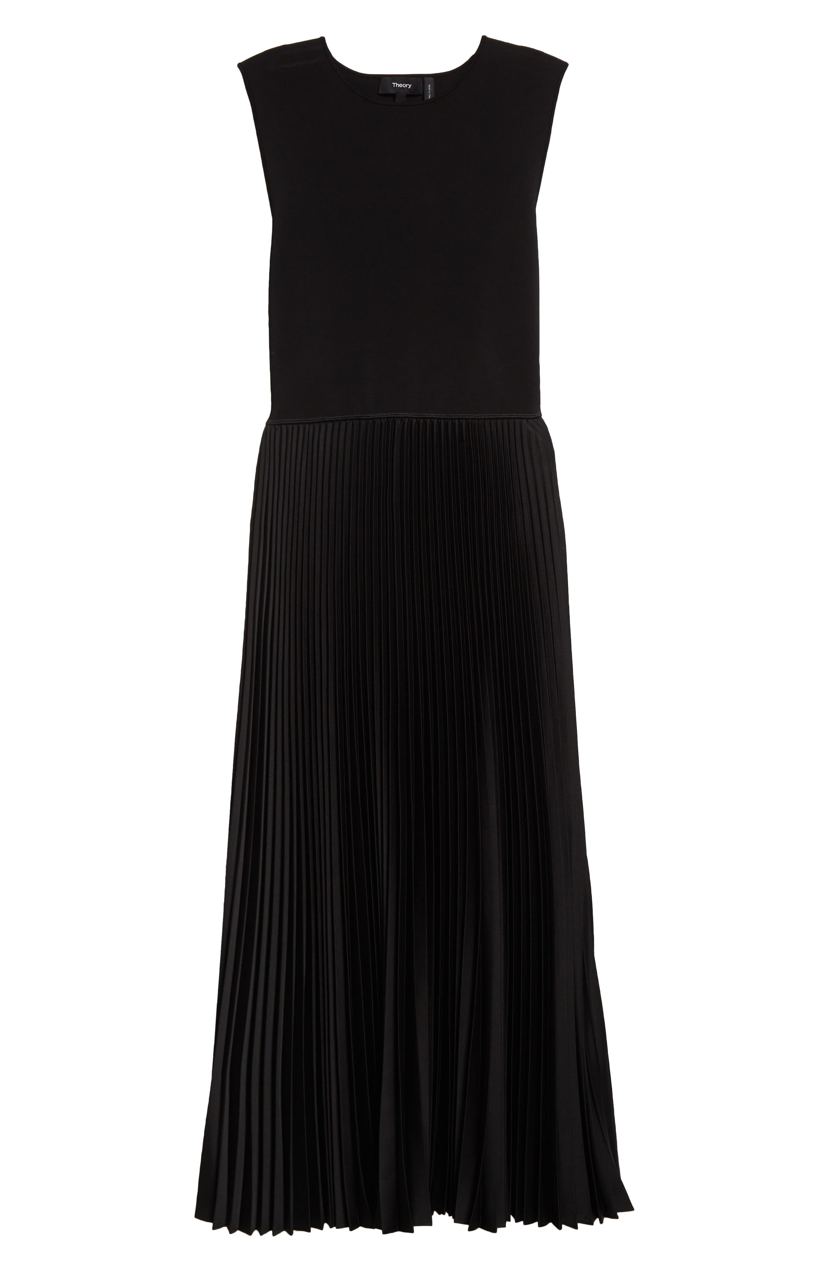 Theory Sleeveless Pleated Midi Dress in Black at Nordstrom - 5