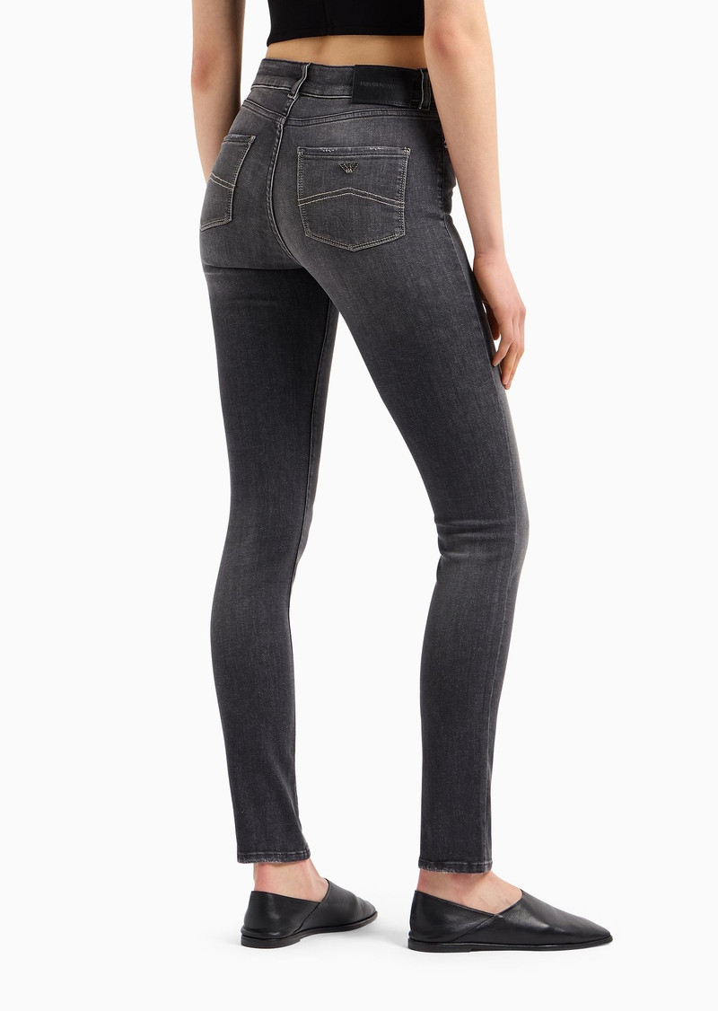 J18 High-rise, skinny-leg jeans in a worn-look denim 3