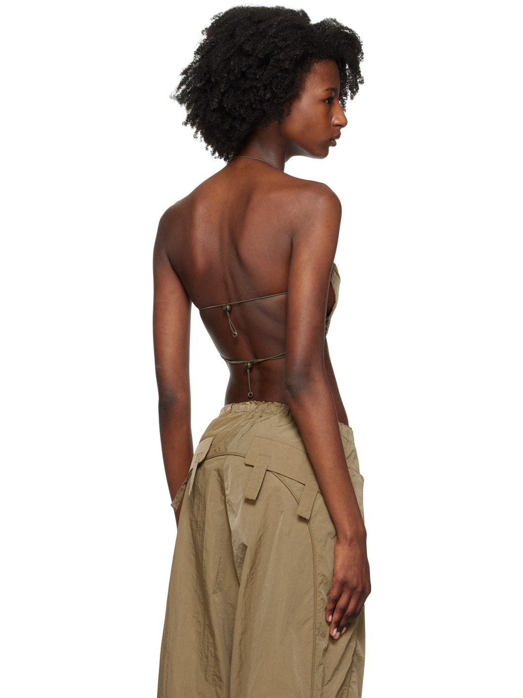 Khaki Drawstring Bra - 3