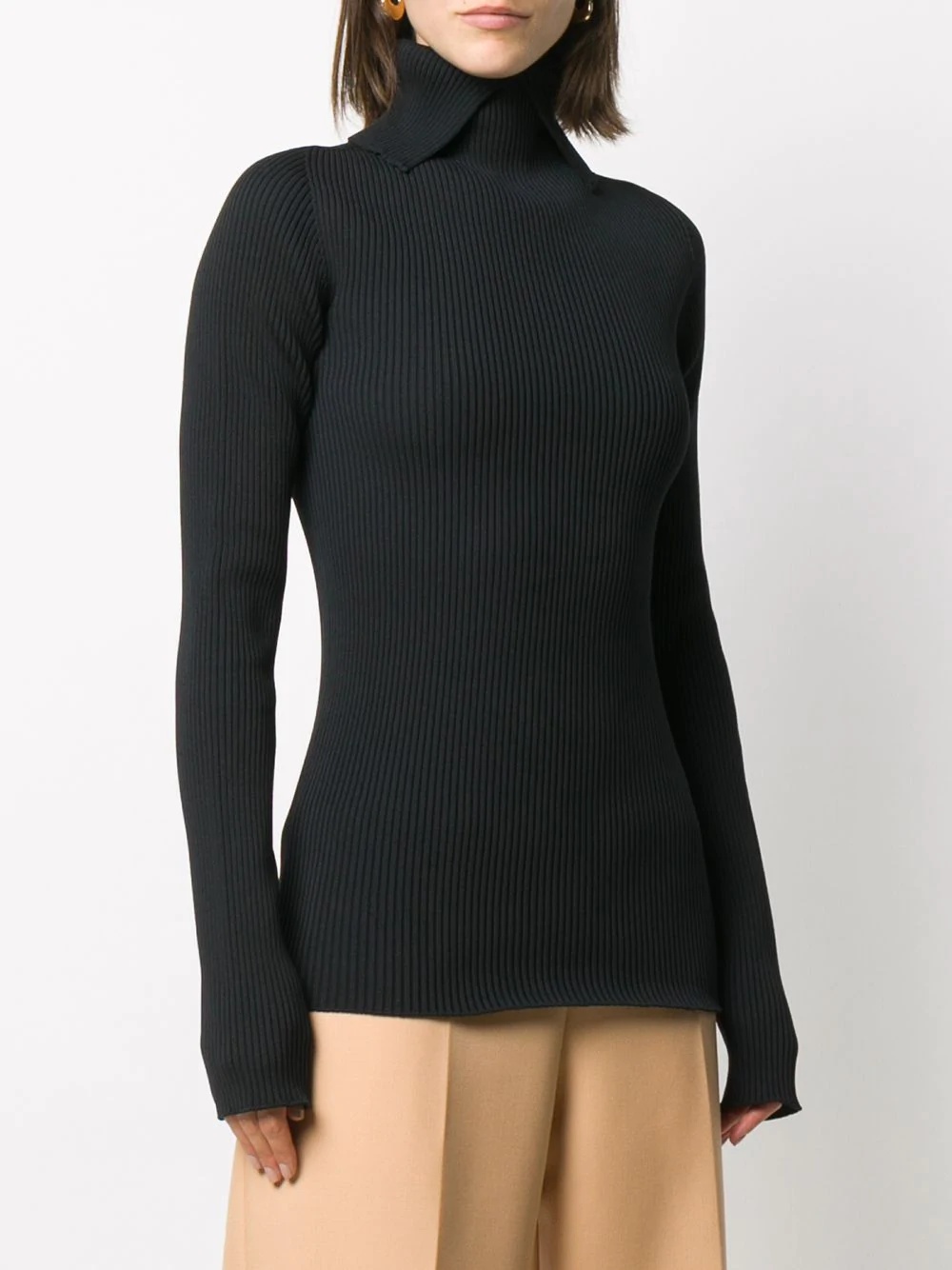 ribbed roll neck jumper - 3