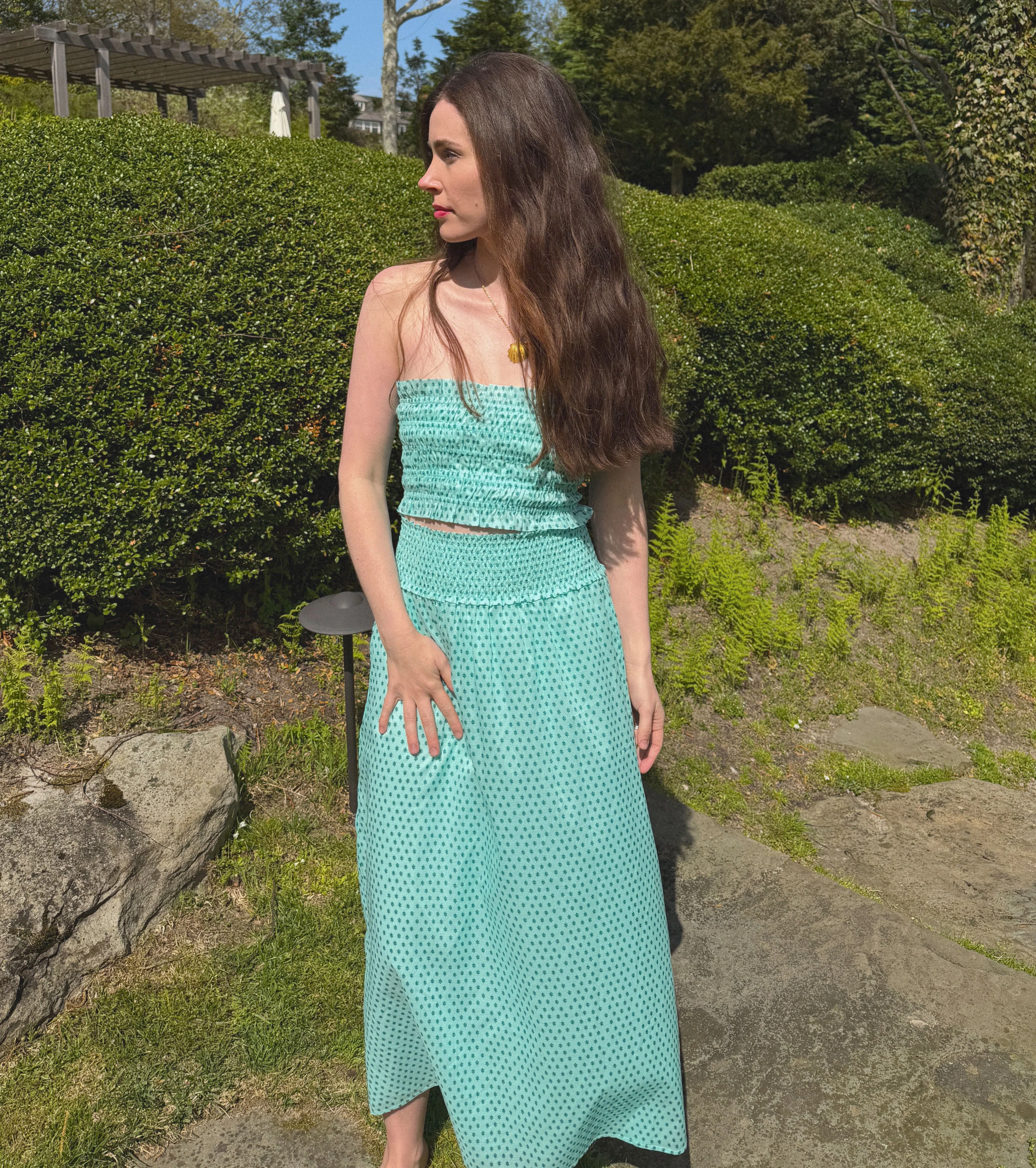 The Delphine Nap Skirt - Teal Poppy Half Drop - 1
