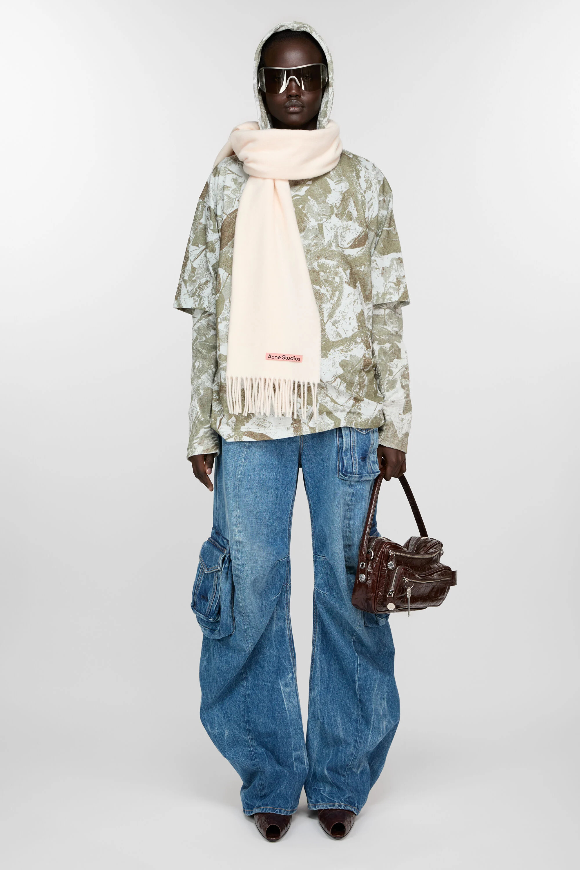 Fringe wool scarf – Narrow - Warm white - 2