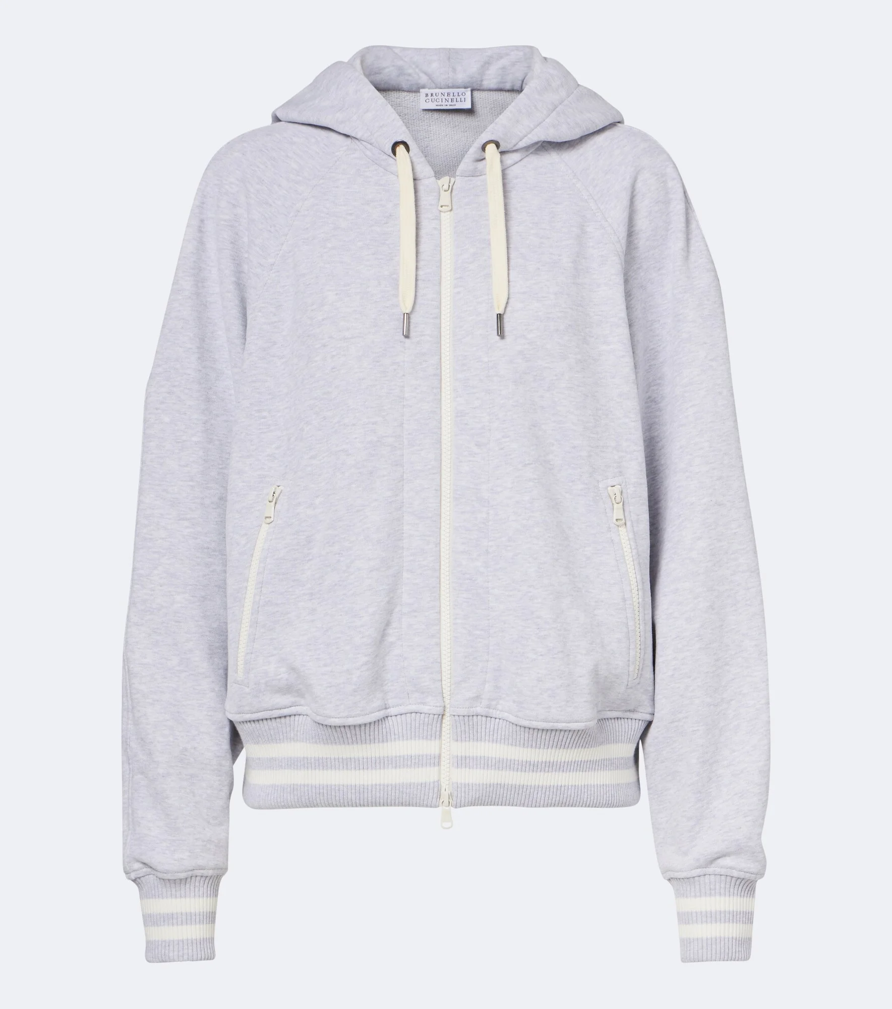 Cotton jersey zip-up hoodie - 1