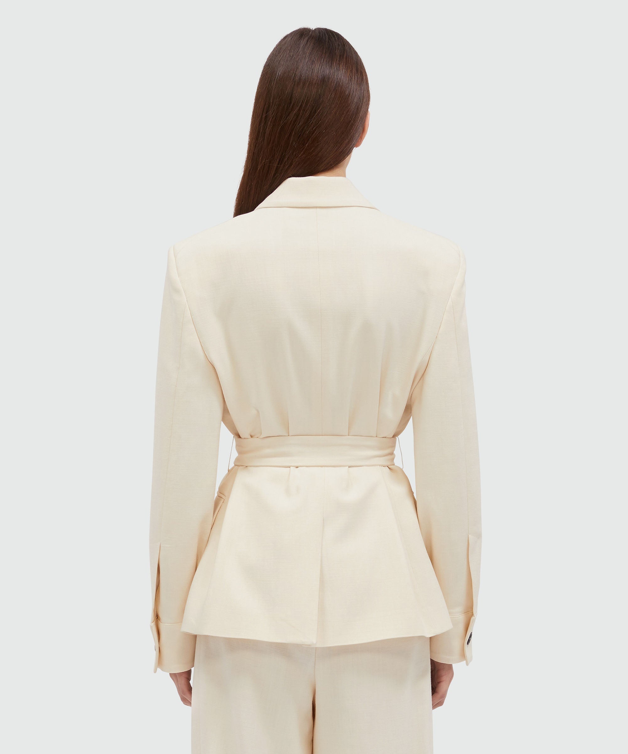 MSGM Tailoring ivory flamed canvas jacket - 3