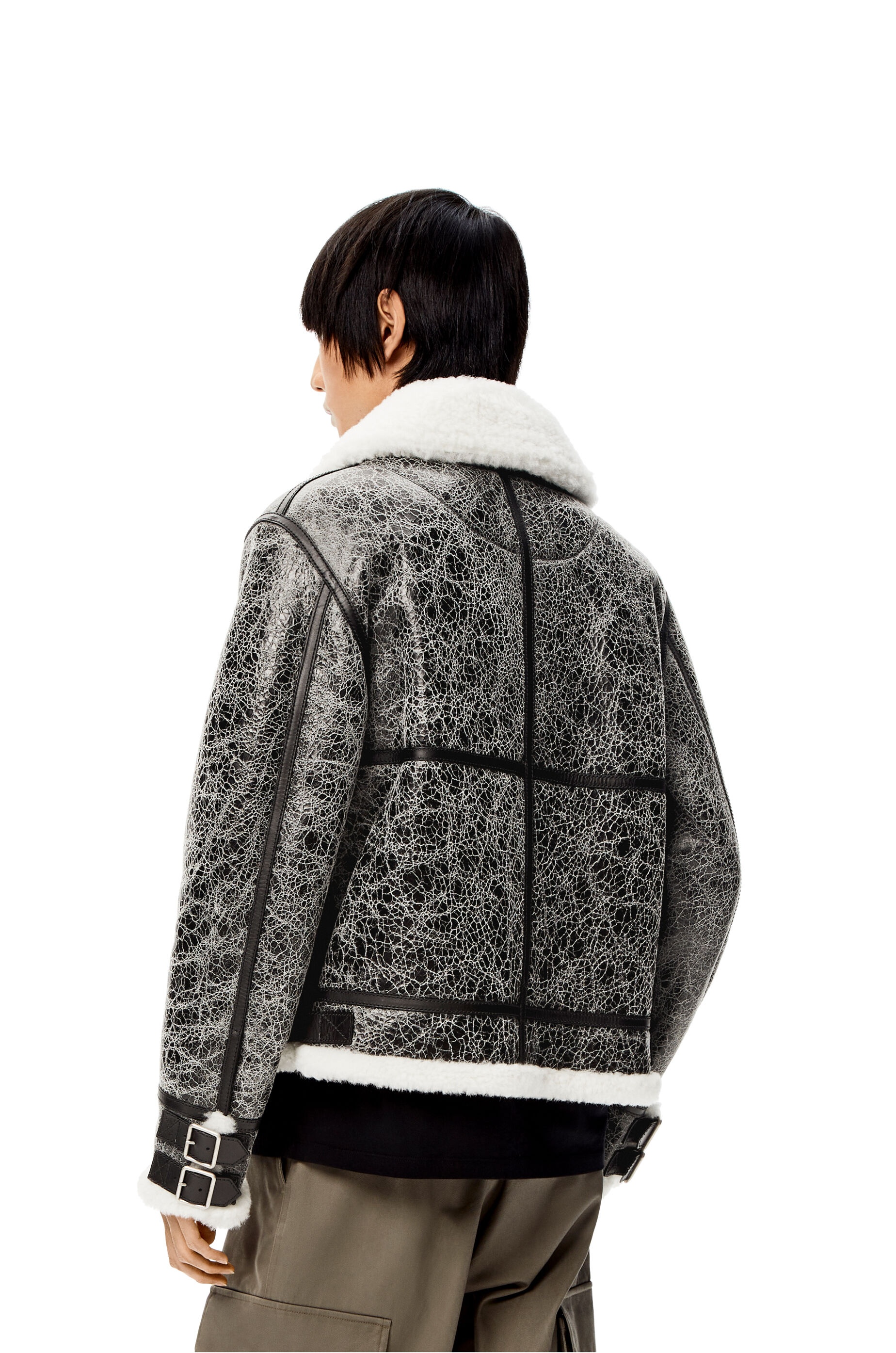 Aviator jacket in crackled nappa and shearling - 4