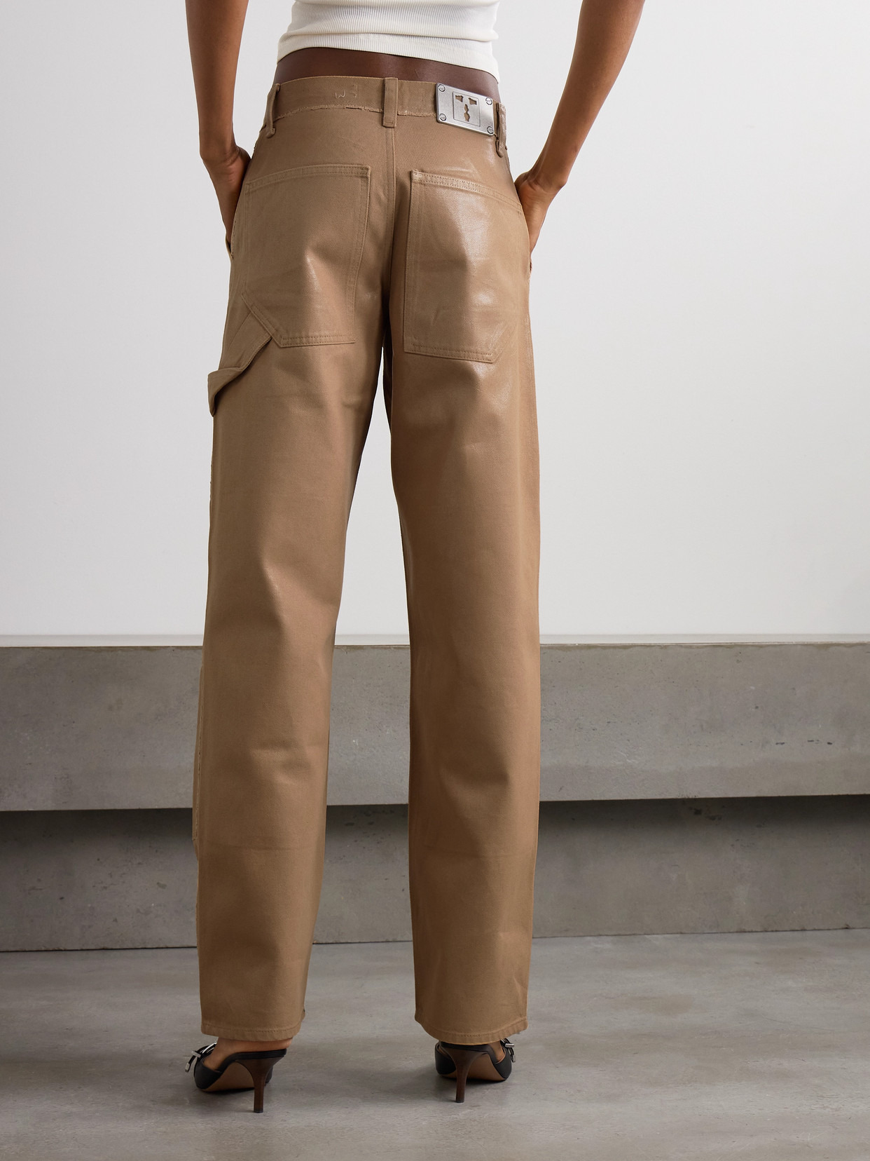 Carpenter Coated Mid-rise Wide-leg Cargo Jeans - 3