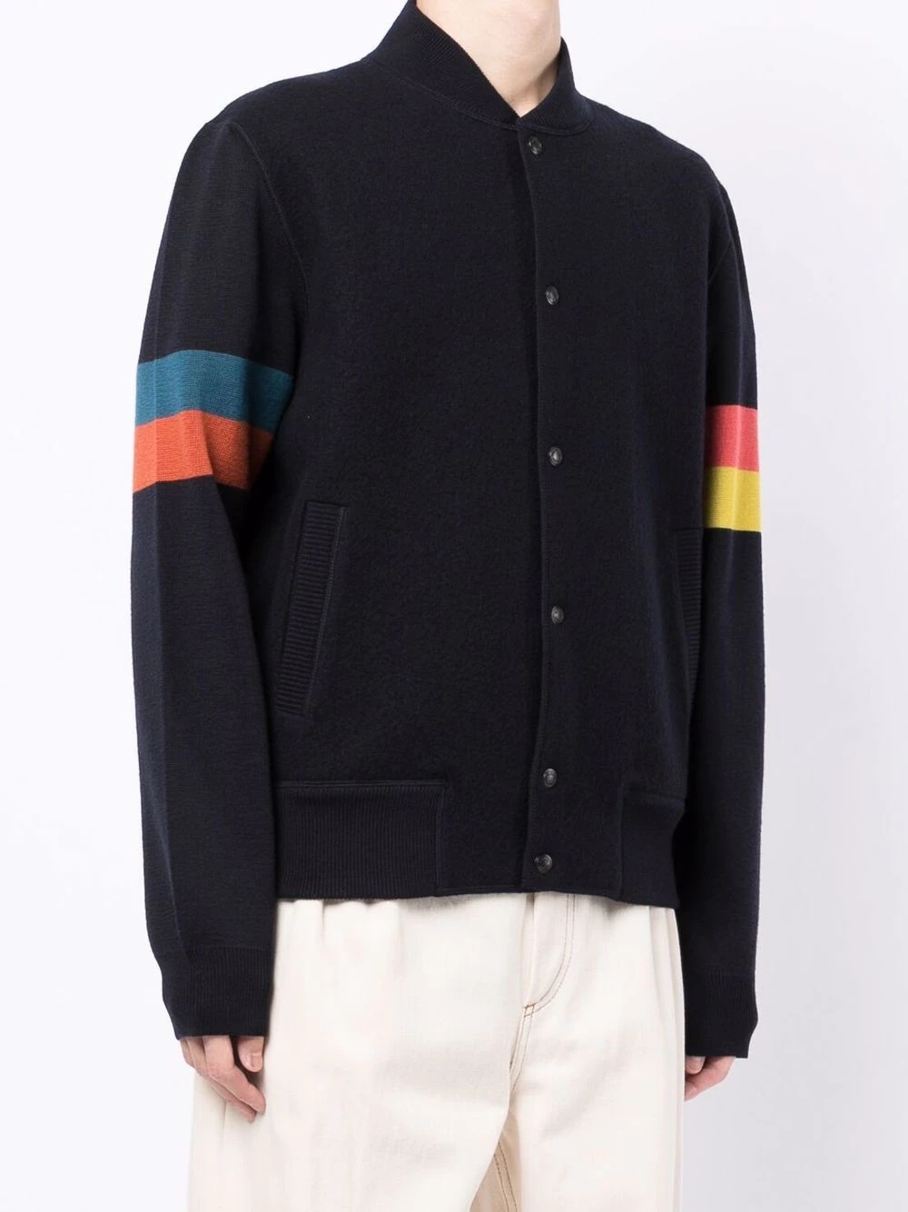 wool stripe-detail bomber jacket - 3