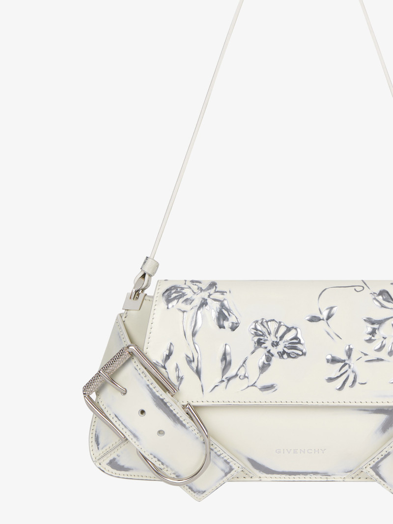 VOYOU SHOULDER FLAP BAG IN LEATHER WITH FLORAL PATTERN 7