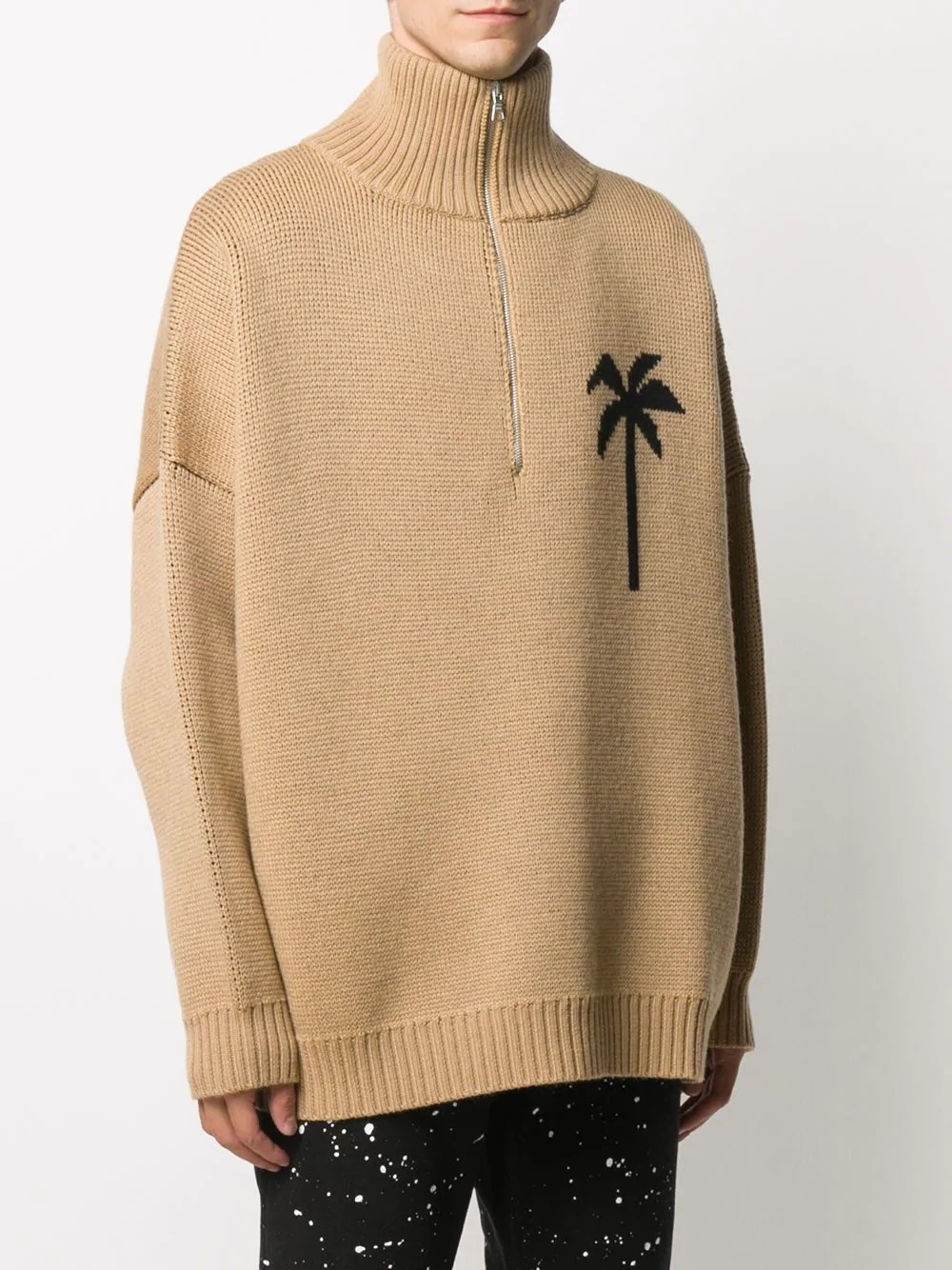 palm tree print zipped jumper - 3