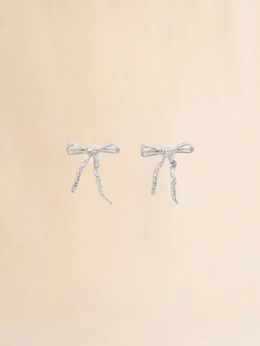 SILVER BOW STUD EARRINGS - 1
