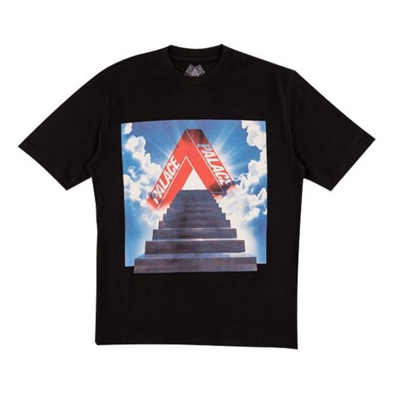 PALACE 인쇄 본 짧은 소매 Unisex 검정 P16TS138 - 1