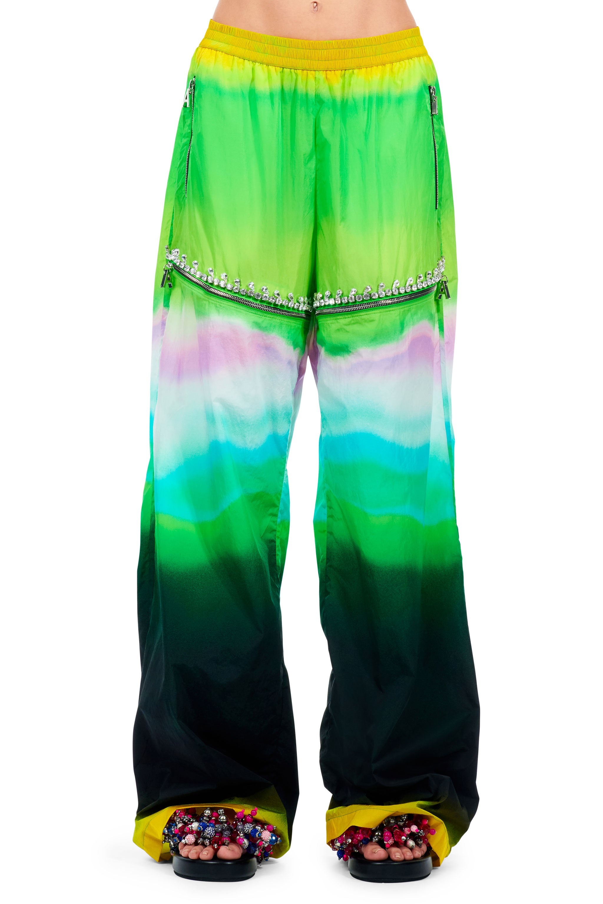 OMBRE NYLON CRYSTAL SLIT TRACK PANT - 1