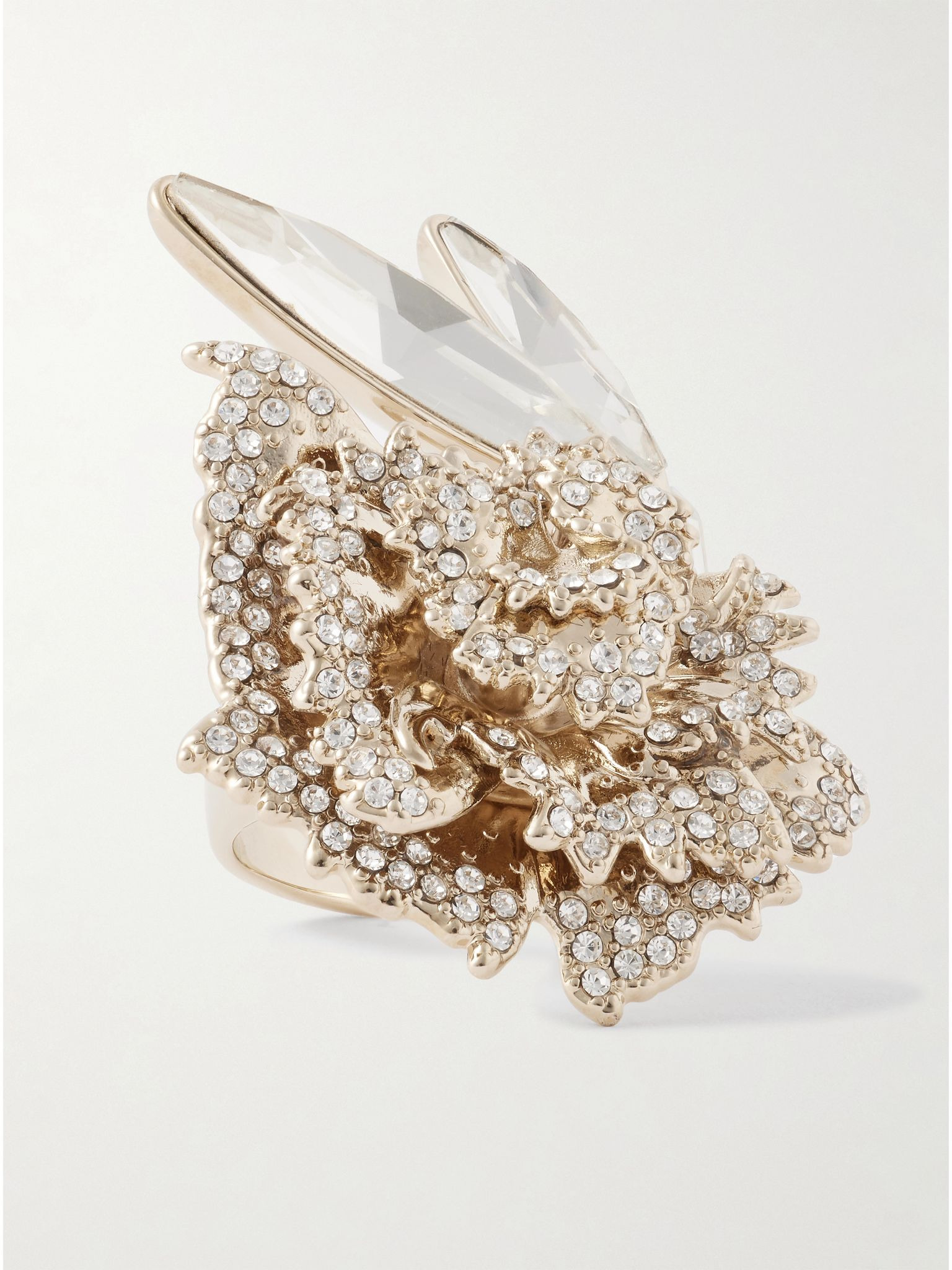 Carnation gold-tone crystal ring Silver - 1