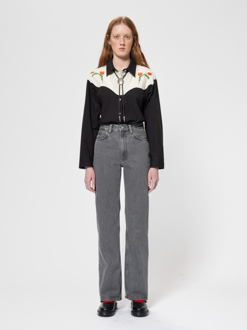 Nudie Jeans Daisy Western Cotton Shirt Black outlook