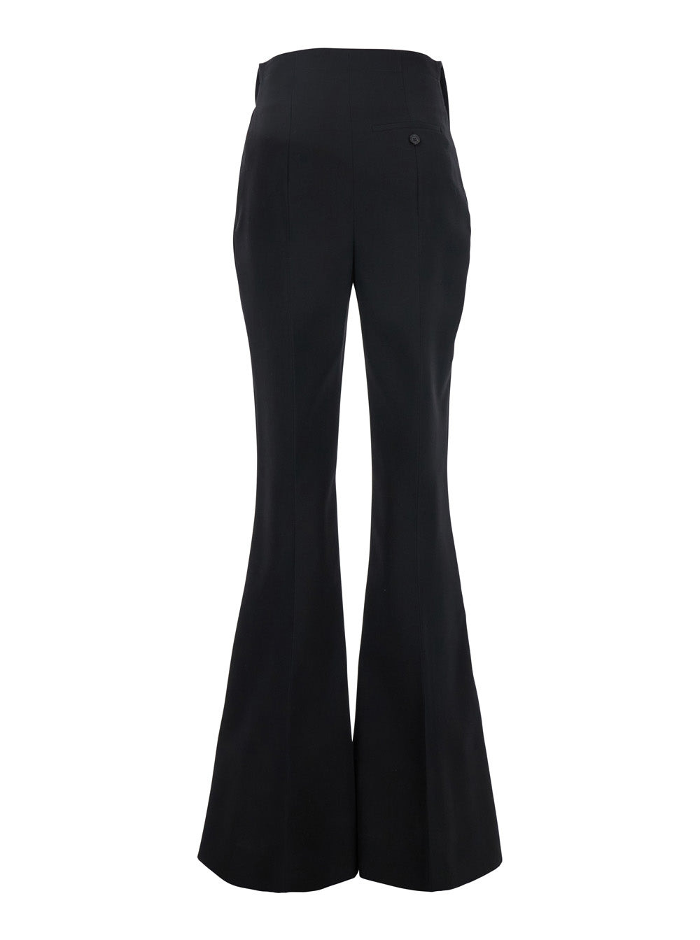 Alexander Mcqueen Women Black Flared Pants With Foldover Waist In Wool Woman - 2
