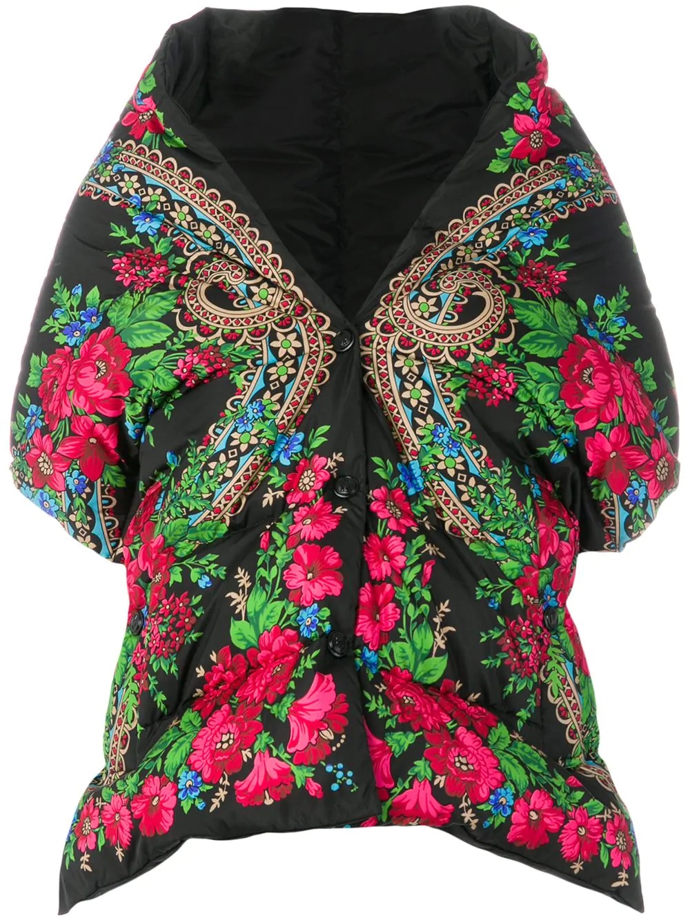 floral print padded cape  - 1