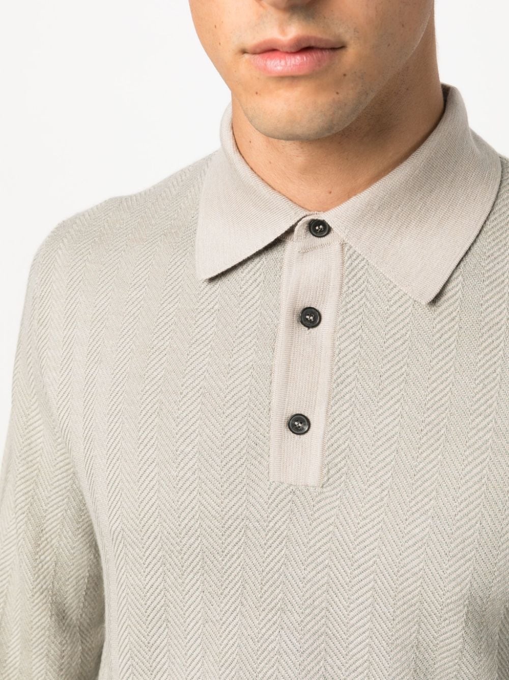 long-sleeve wool polo shirt - 5