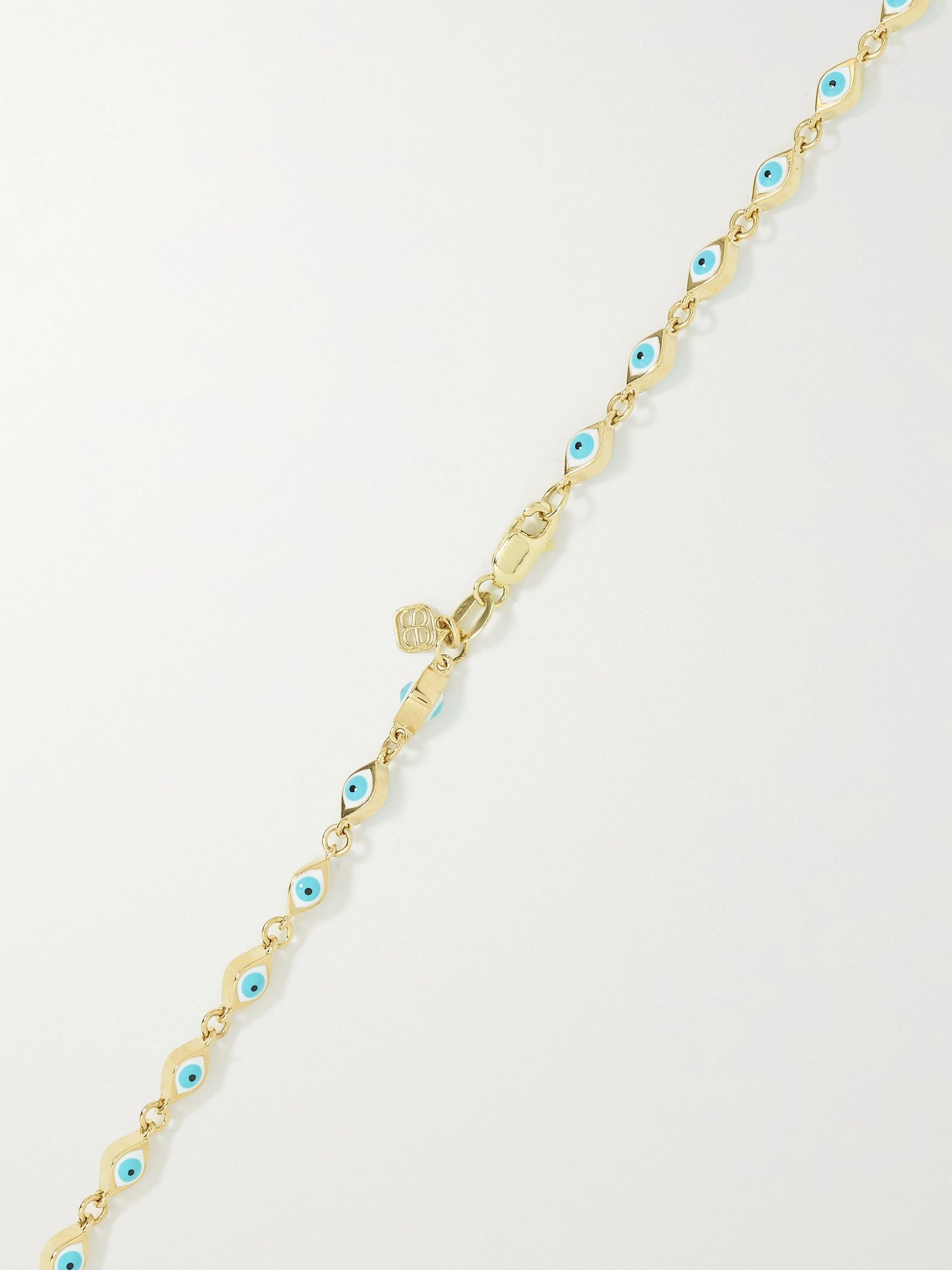 Mini Evil Eye 14-karat gold enamel necklace Blue - 3