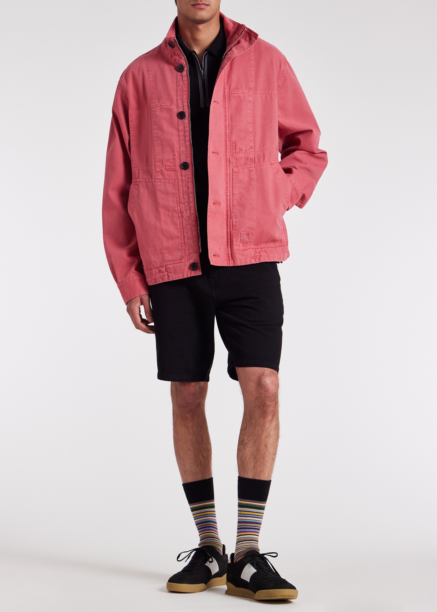 Black Cotton-Linen 'Broad Stripe Zebra' Shorts - 5