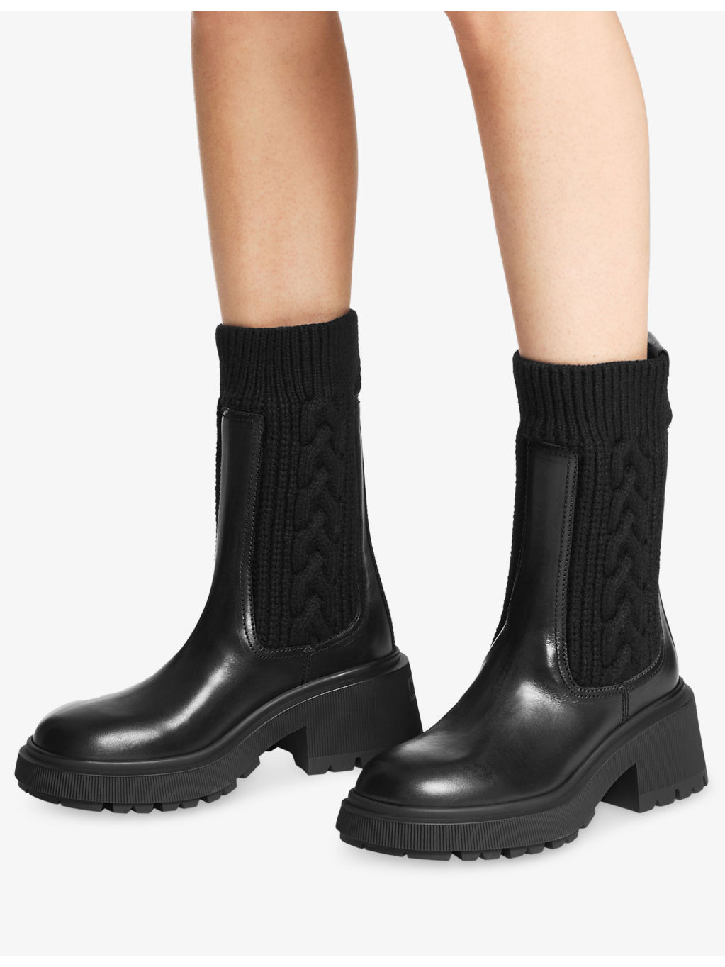 Tamia Knitted And Leather Calf Boots - 2