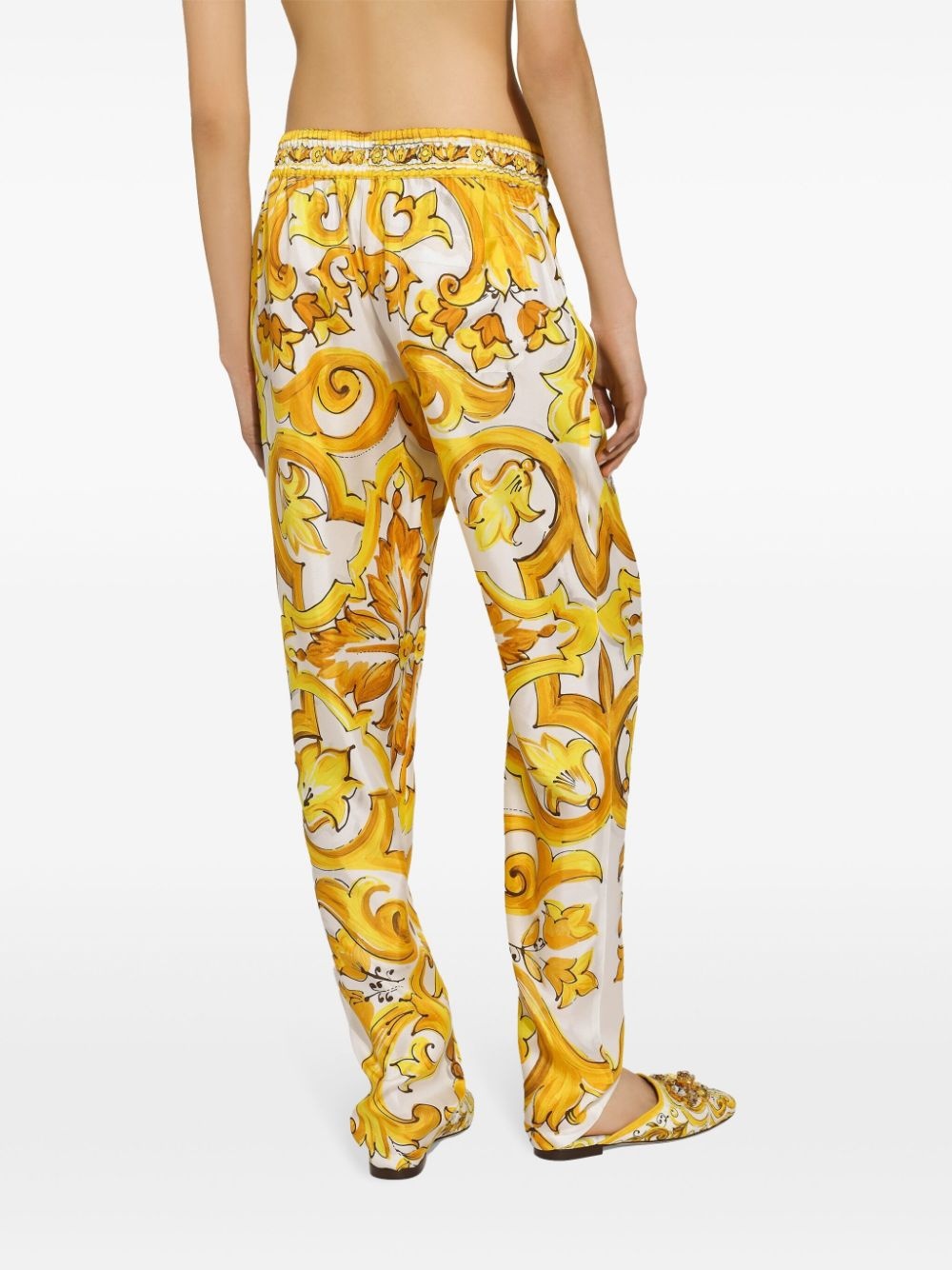 drawstring-waist silk track pants - 5