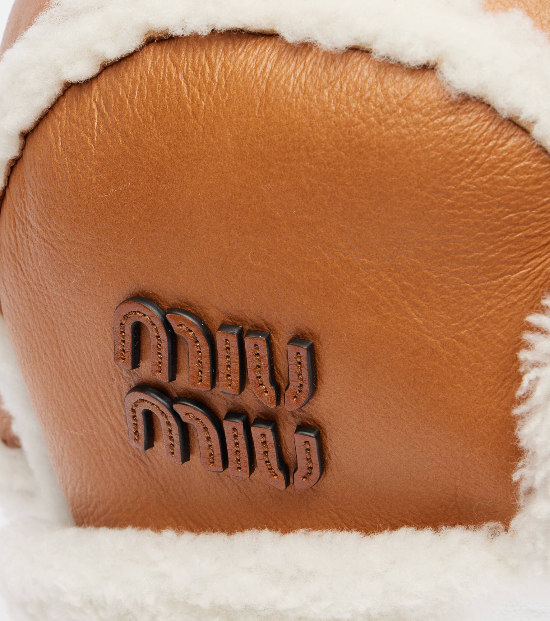 Shearling-trimmed leather hat - 3