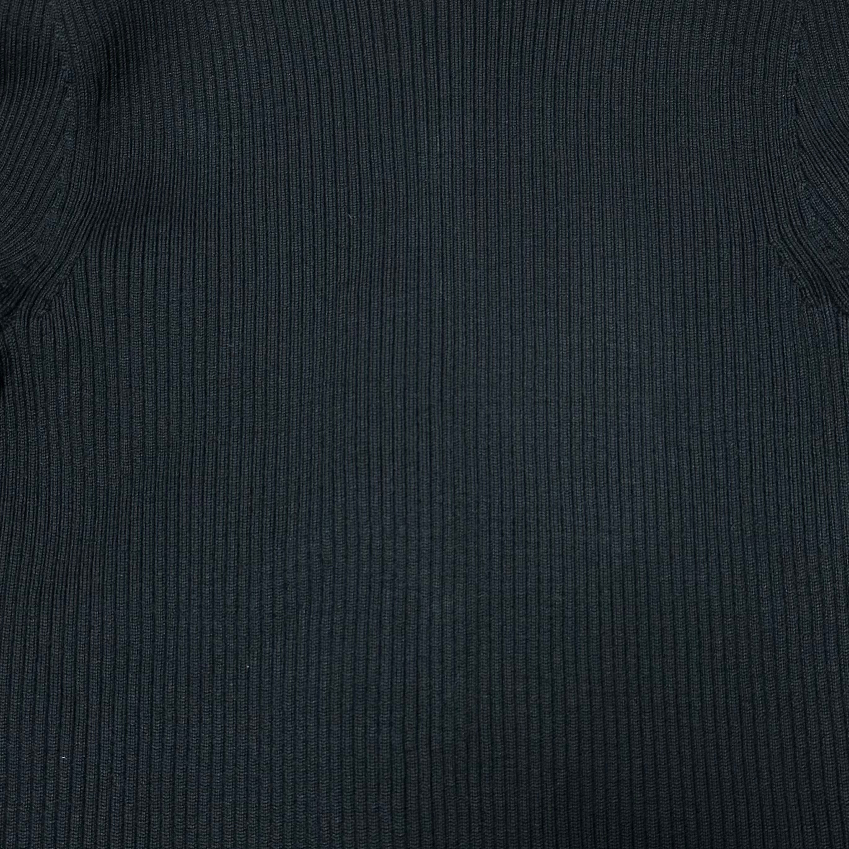 CELINE Studded Leather Trim Ribbed Knit Cardigan - 5
