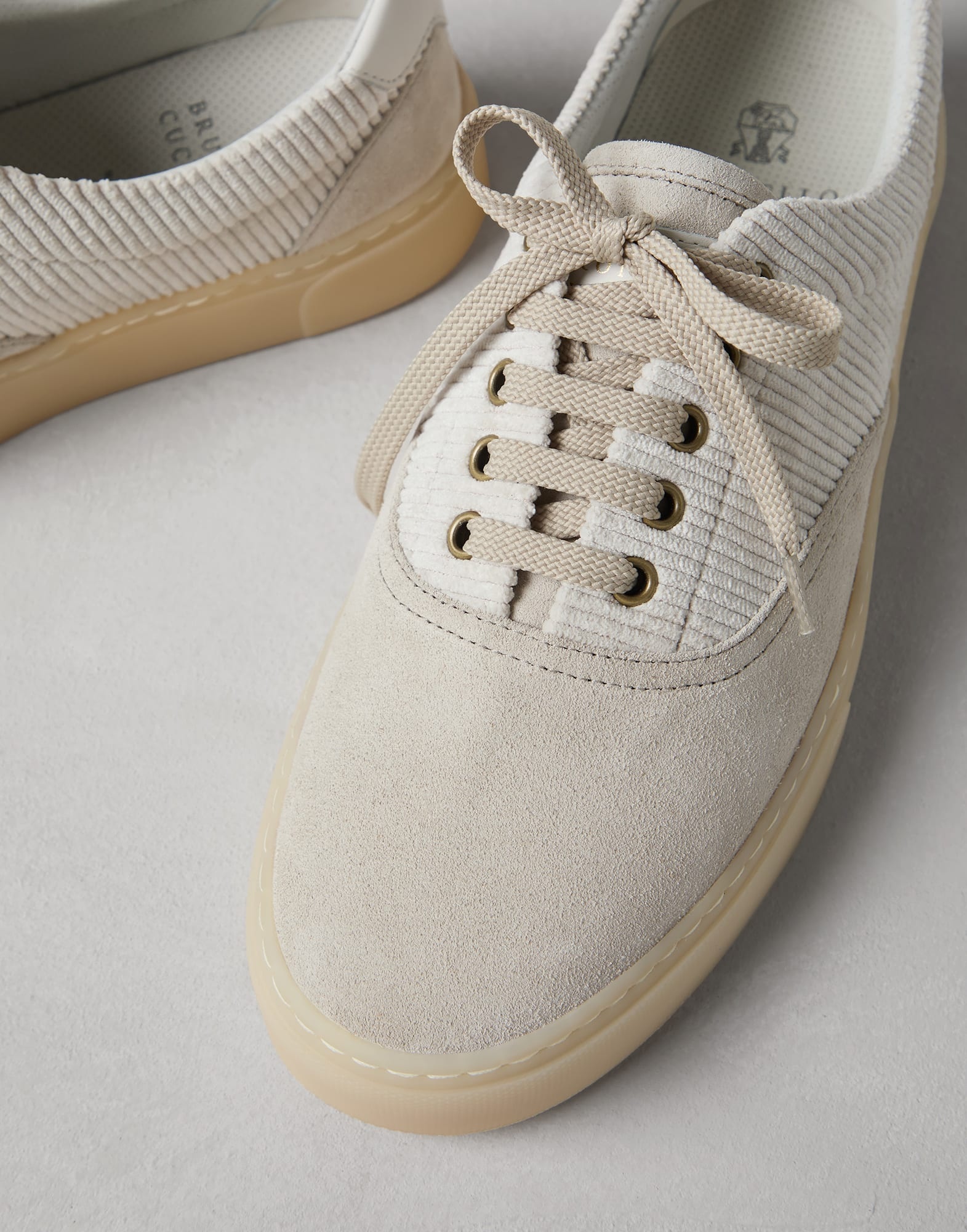 Washed suede and techno corduroy sneakers - 3