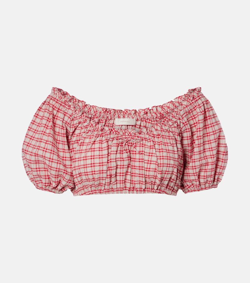 Murcia checked cotton crop top 1