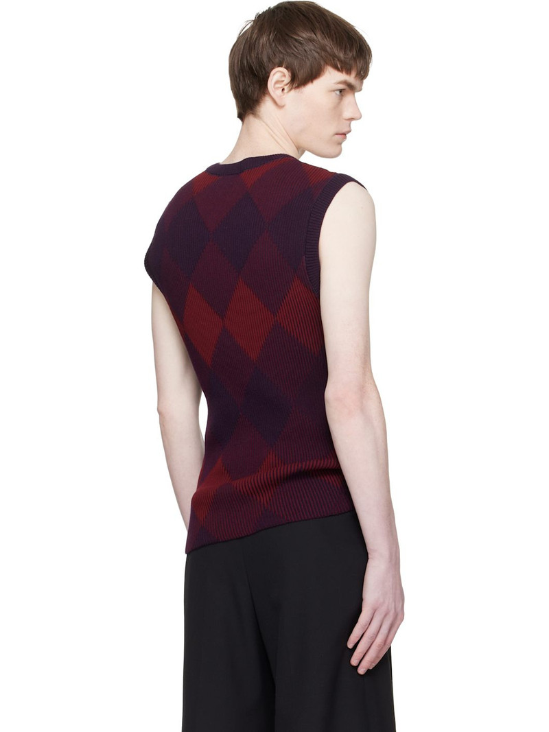 Red & Purple Argyle Sweater Vest 3
