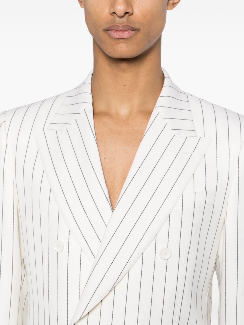 pinstriped double-breasted blazer - 5