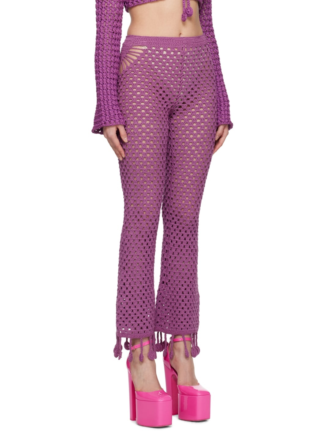Purple Crocheted Lounge Pants - 2