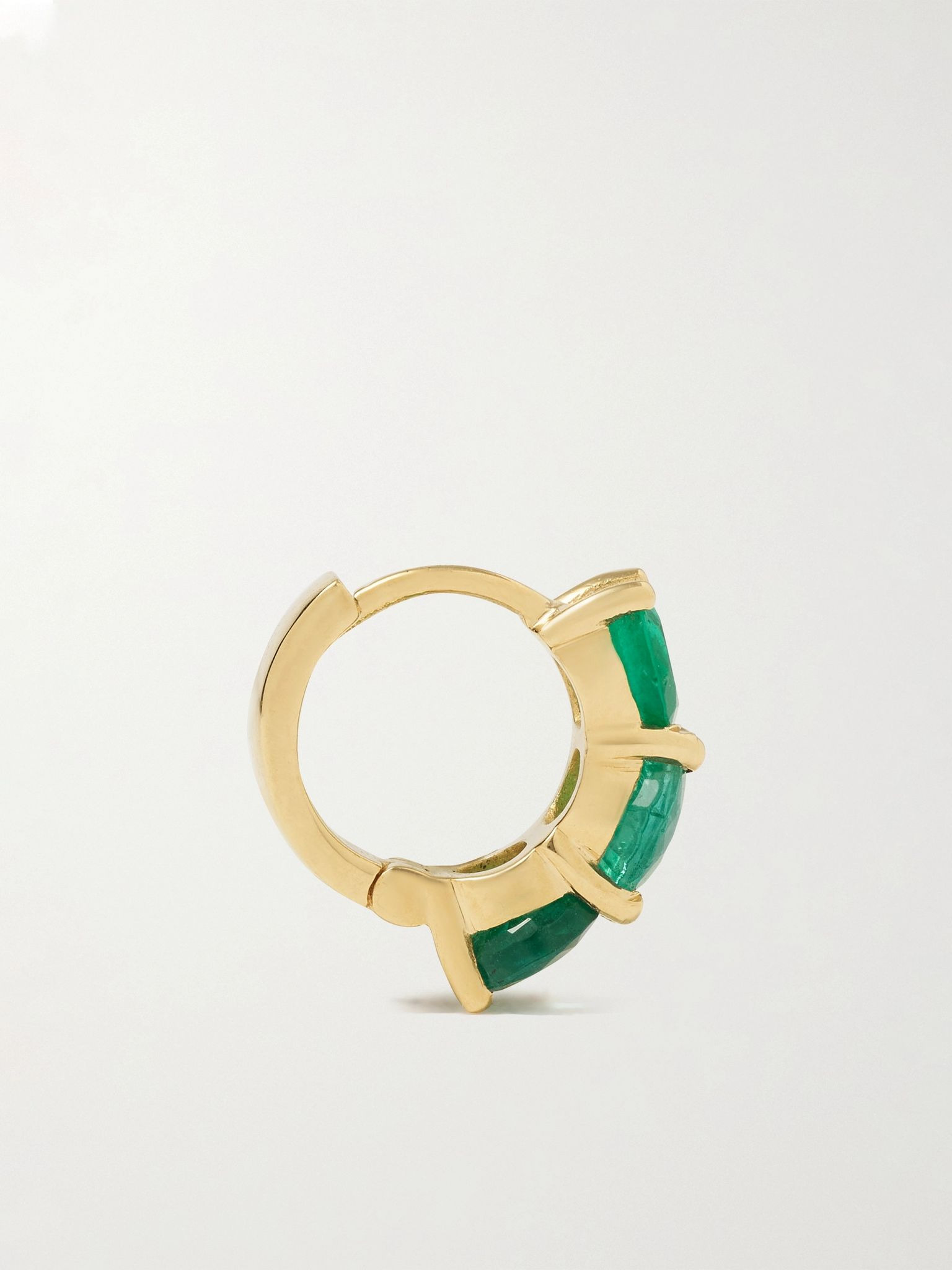 18-karat gold emerald hoop earrings Green - 3