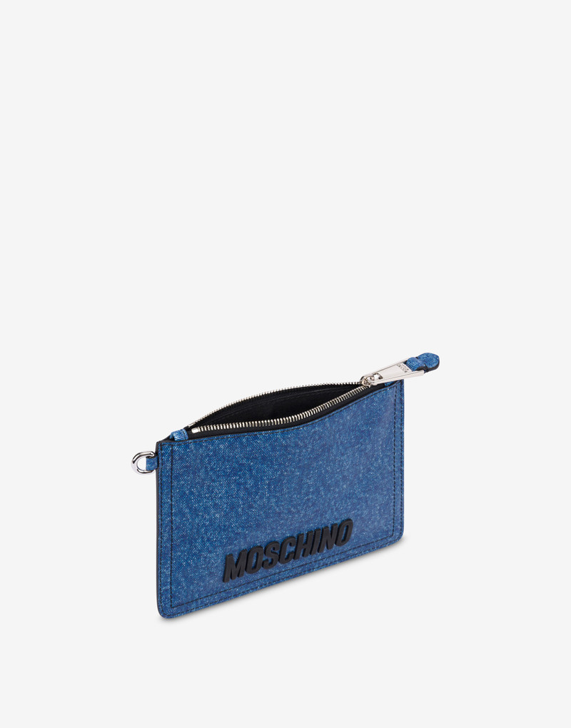 DENIM PRINT NAPPA LEATHER CLUTCH 3