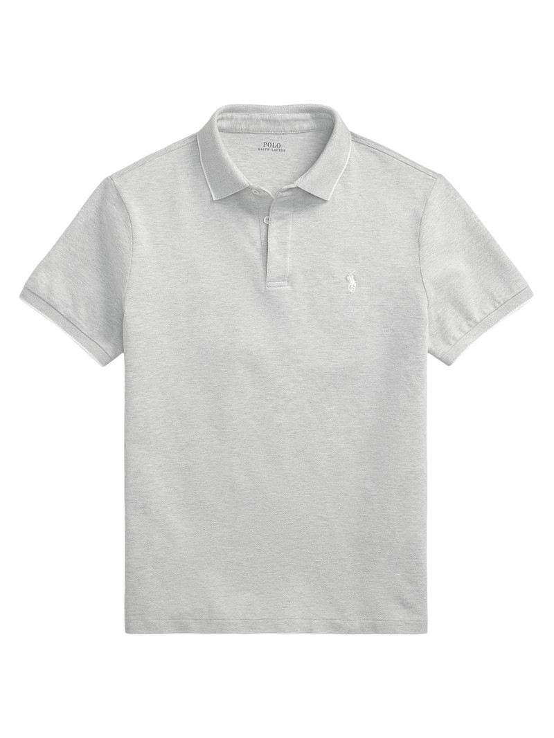 Men's Custom-Slim-Fit Stretch Oxford Mesh Polo Shirt - Andover Heather White 1