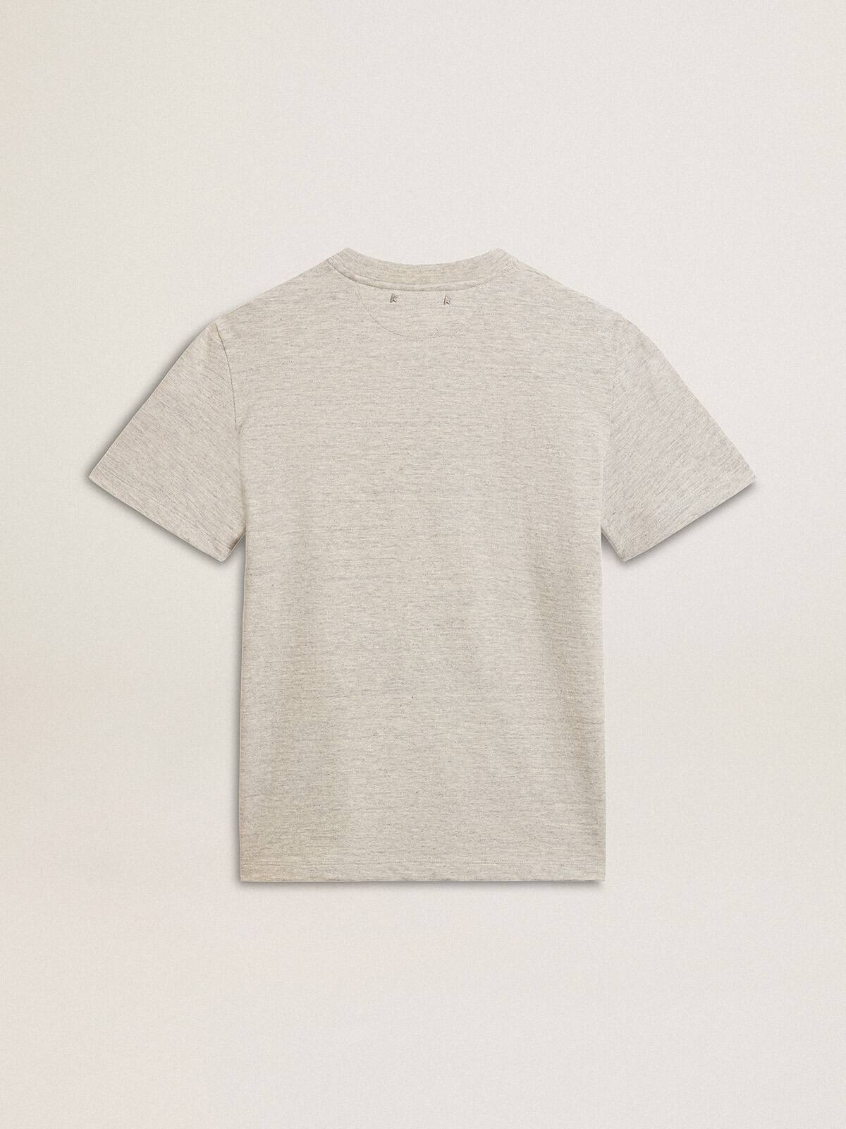 Women’s T-shirt in gray melange cotton with seasonal print - 5