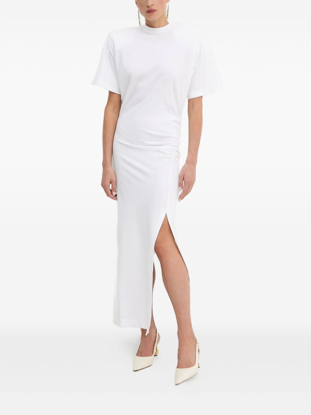 shoulder-padded side-split maxi dress - 2