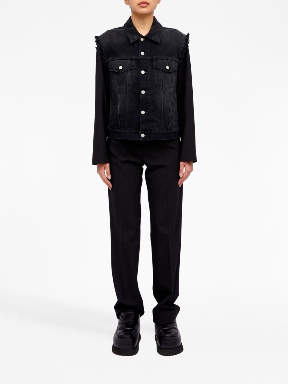 ripped-detailing denim jacket - 2