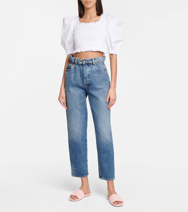 Miu Miu Smocked cotton poplin crop top outlook