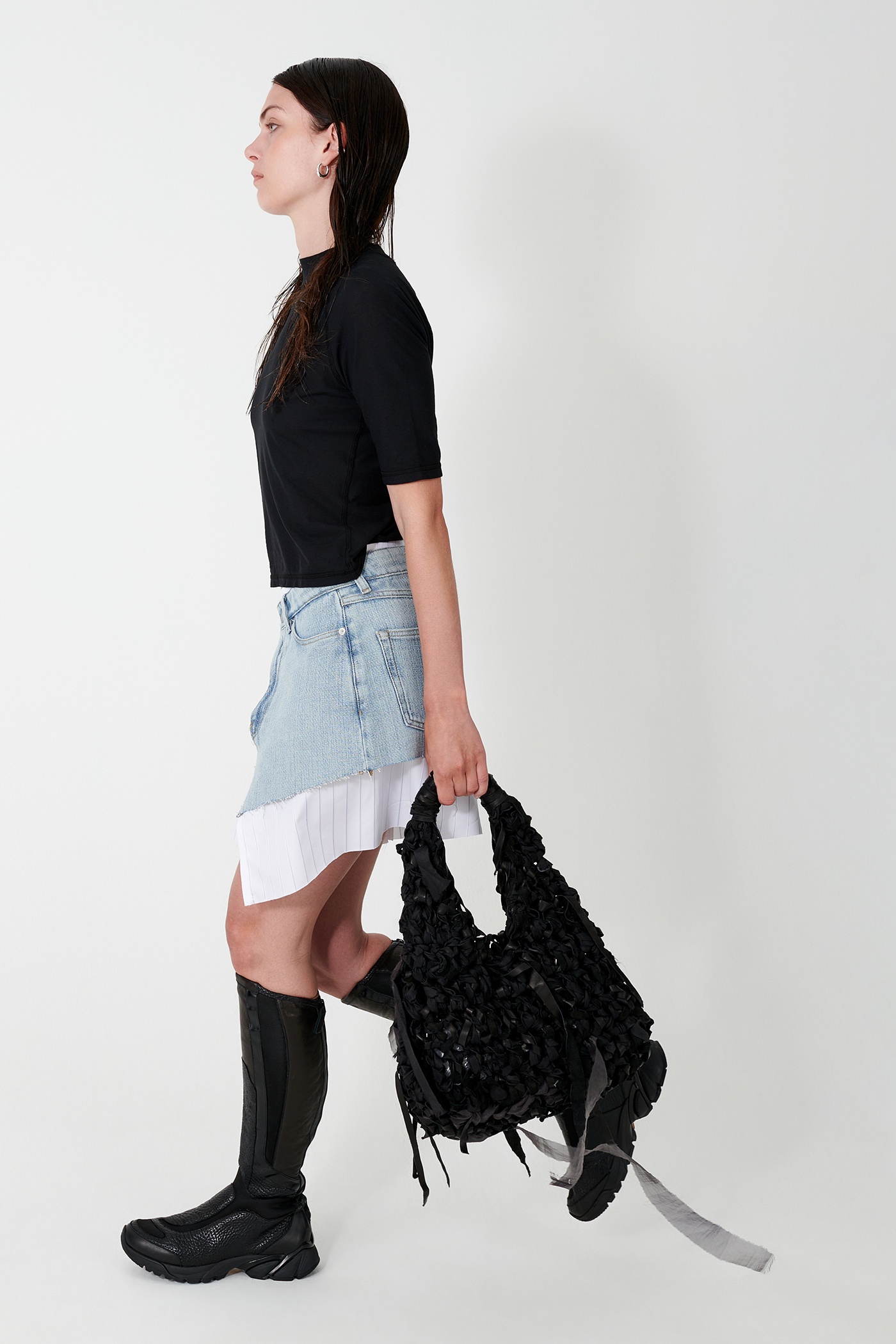 Our Legacy Mini Denim Skirt in Bleached Lurex Woof. 98% Cotton 2% Polyester. Womens Slim Fit Short S - 7