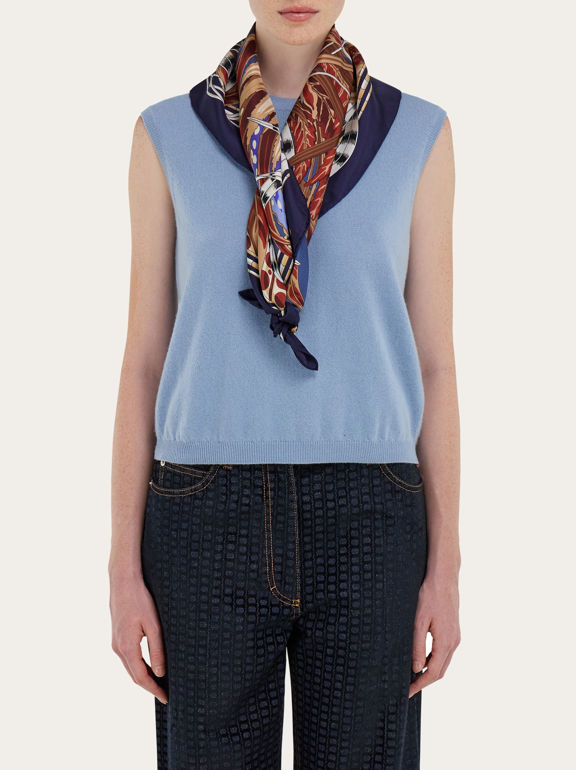 Rooster print silk scarf - 3