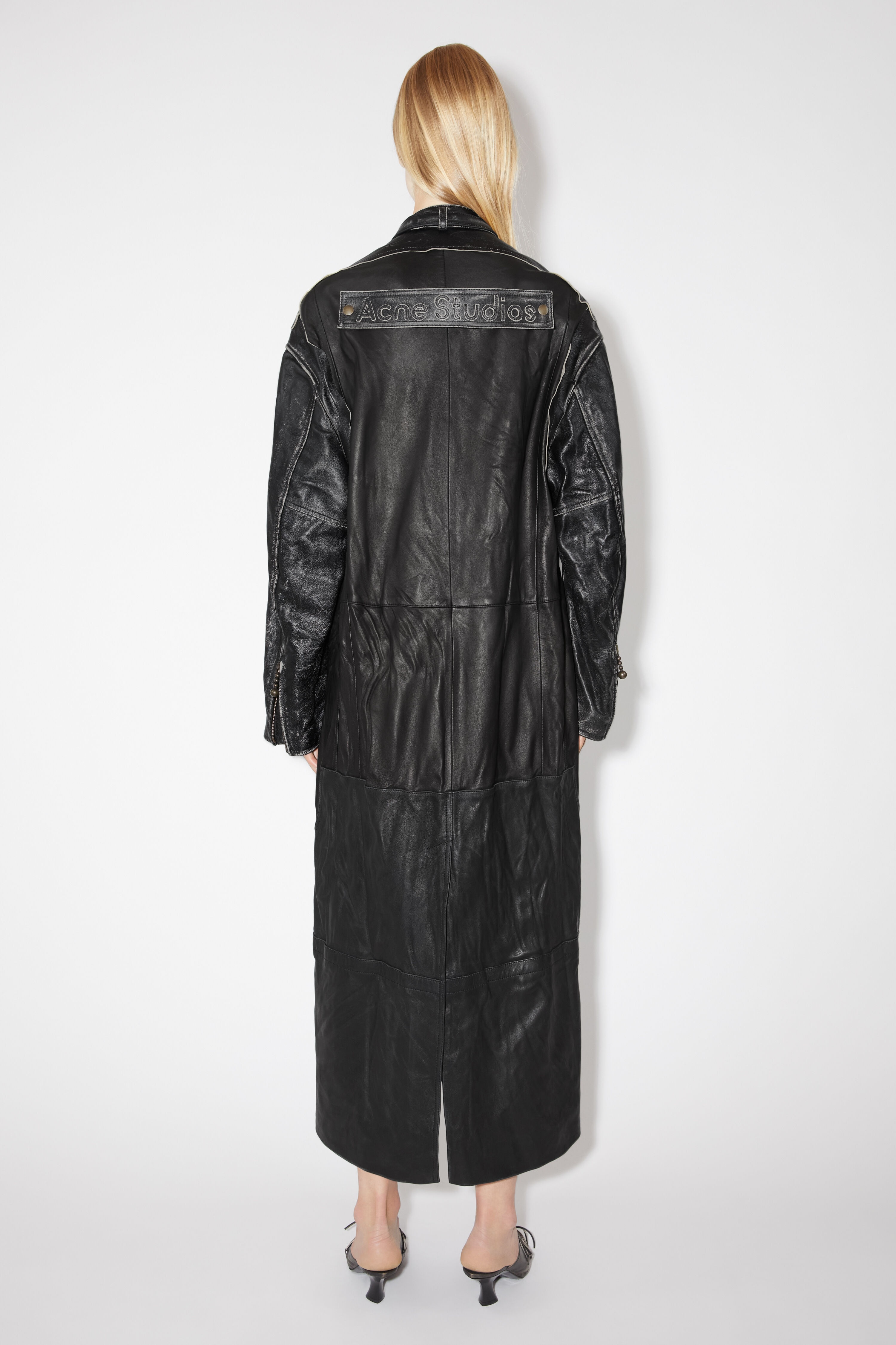 Long leather coat - Black - 3
