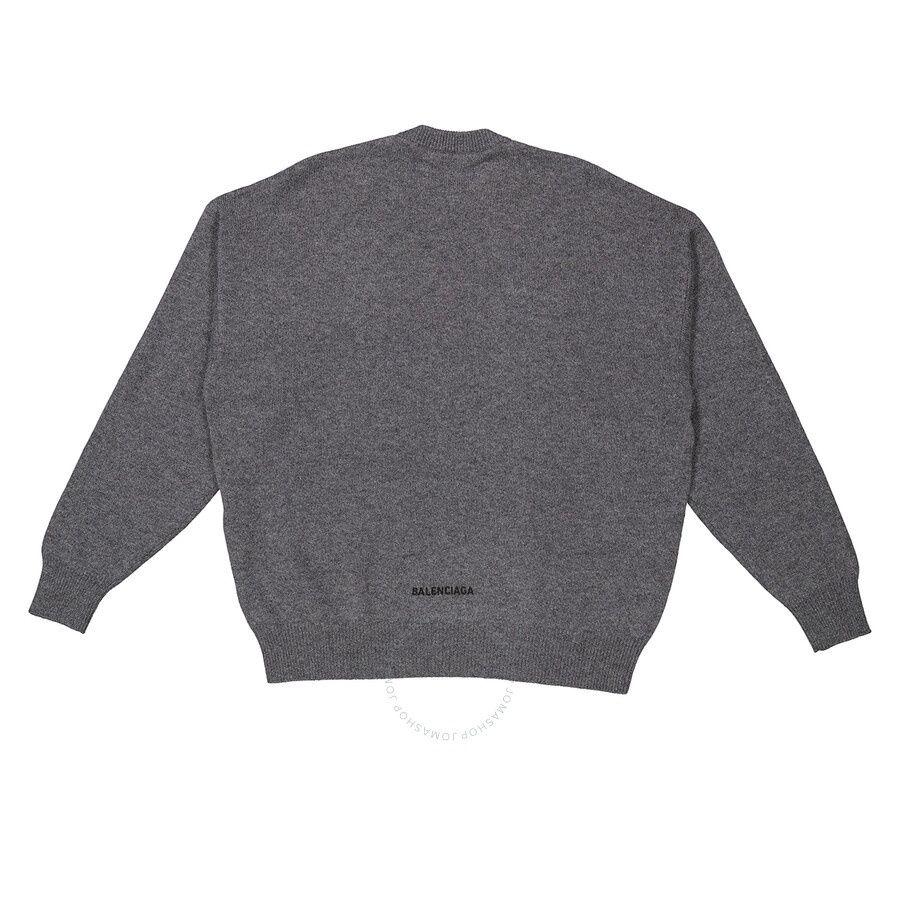 Balenciaga Ladies Anthracite Logo Embroidered Sweater - 2