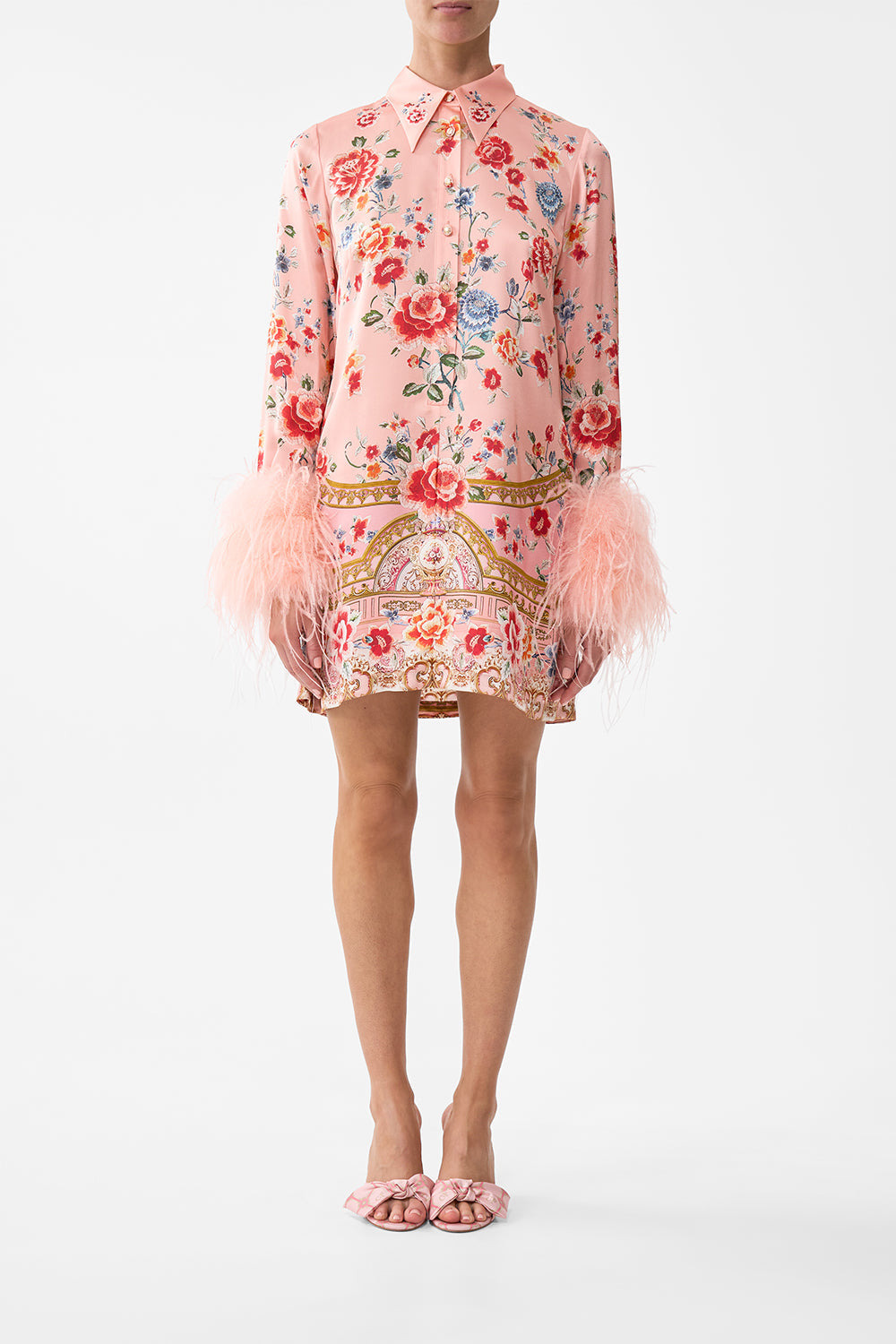 MINI SHIRT DRESS WITH FEATHERS - 2