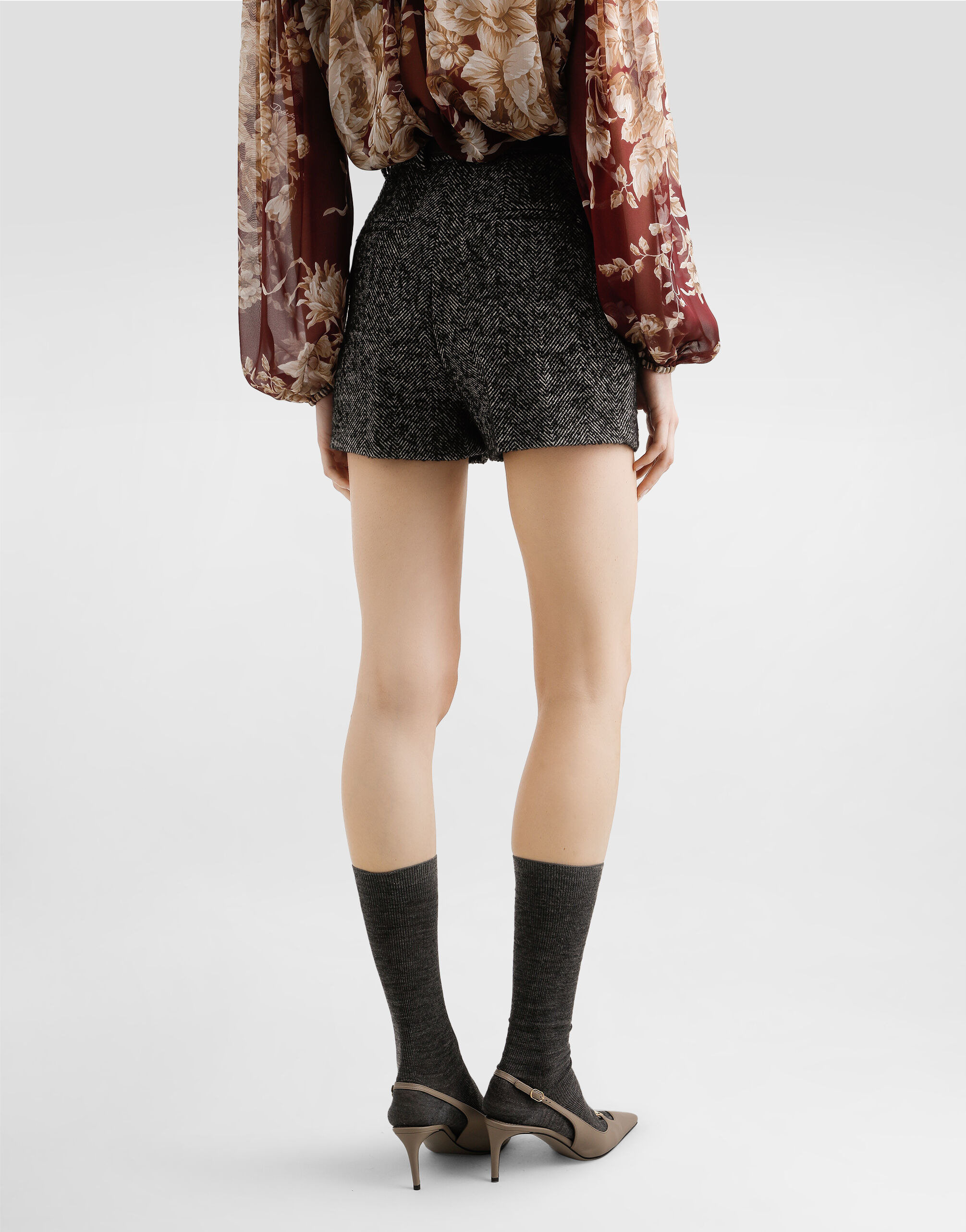 Wool blend chevron shorts - 5